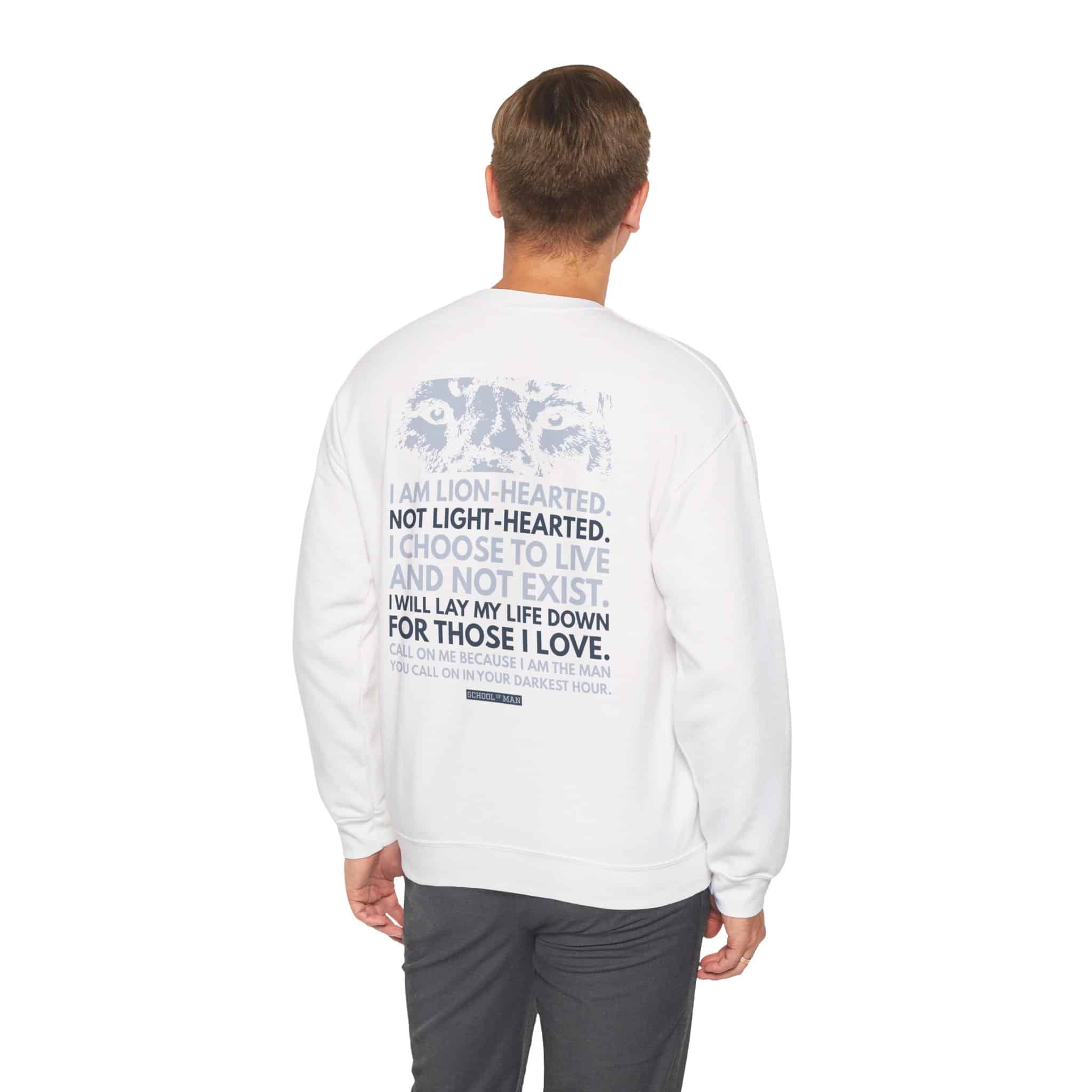 Lion-Hearted Crewneck Sweatshirt — Inspirational Back Quote - Image 7