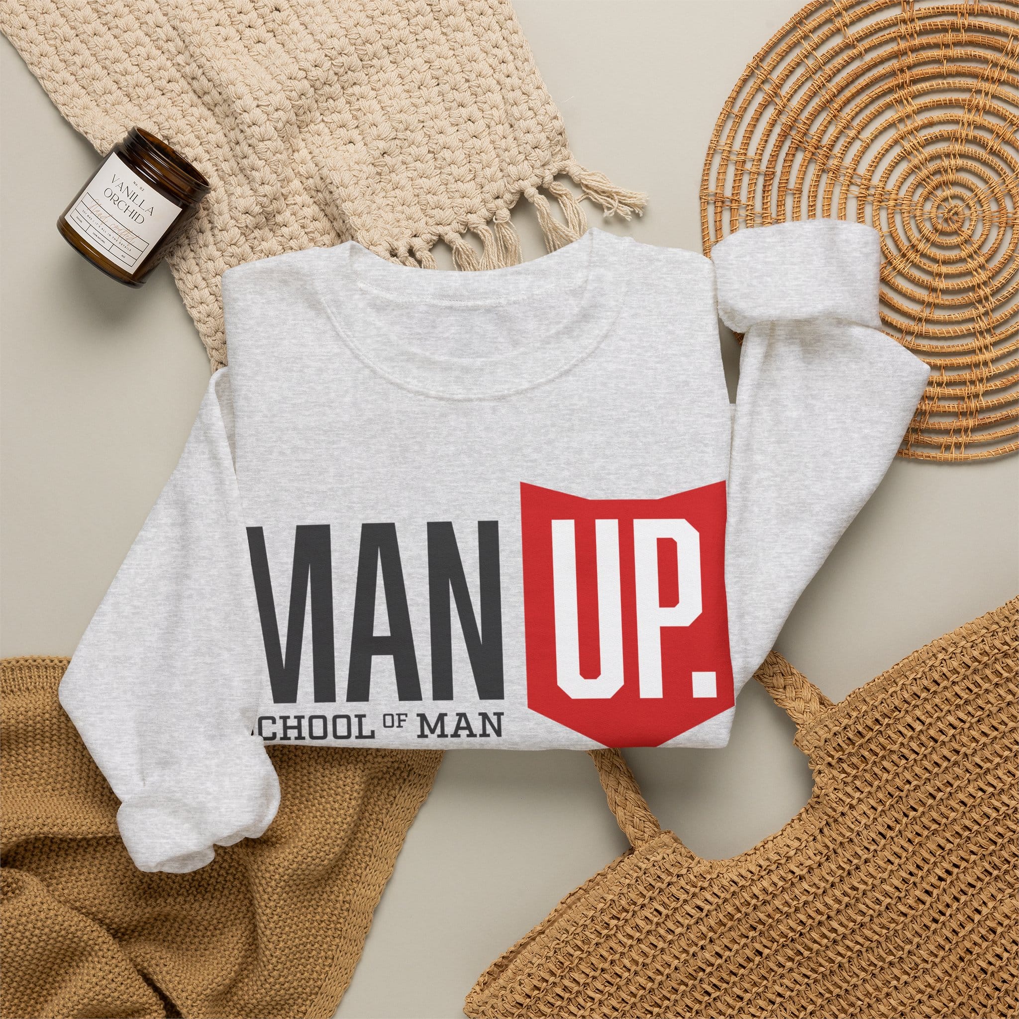 Man Up Crewneck Sweatshirt – 'Man Up' Motivational Graphic Crew - Image 10