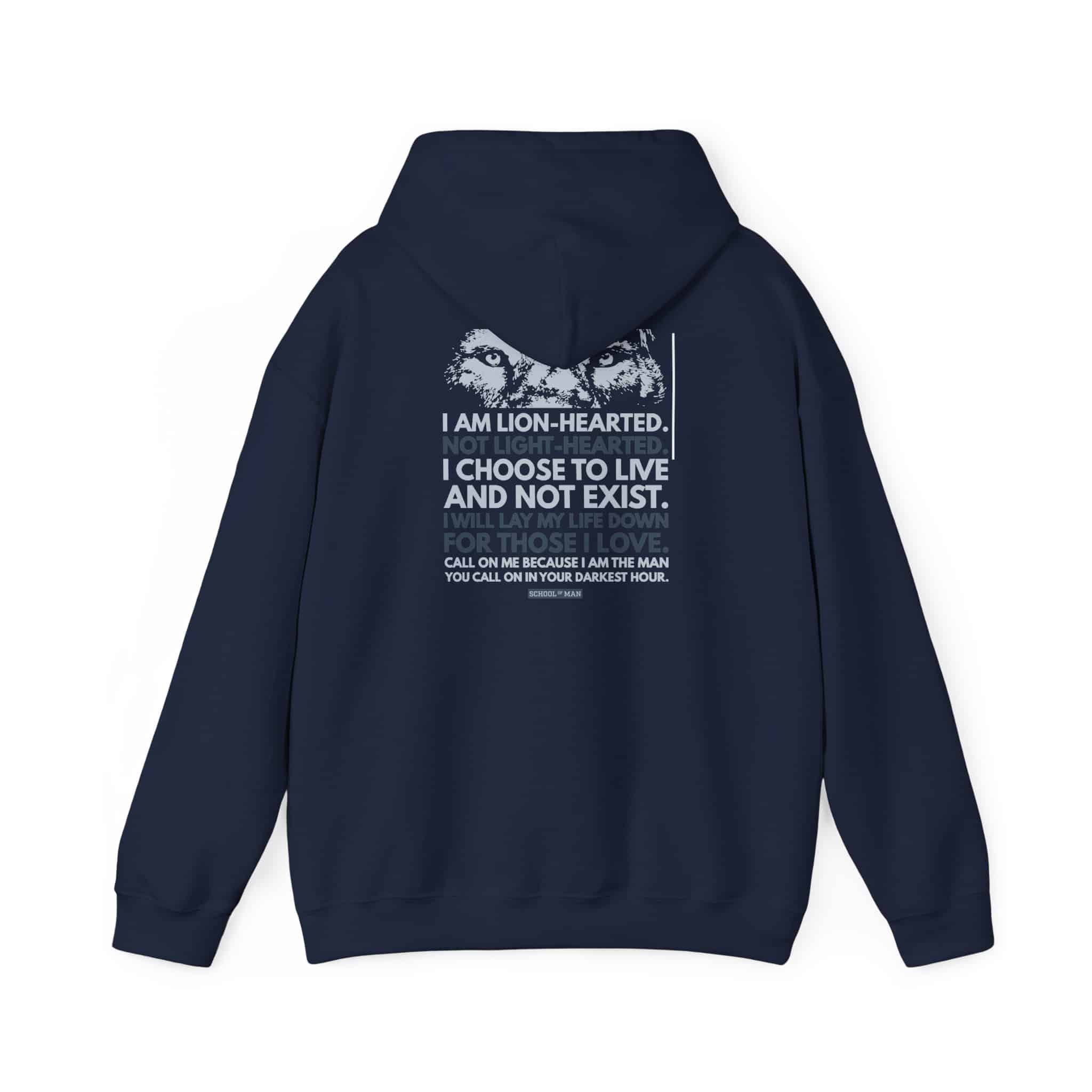 Hoodie - 'I Am Lion-Hearted' Inspirational Back Print Pullover - Image 9