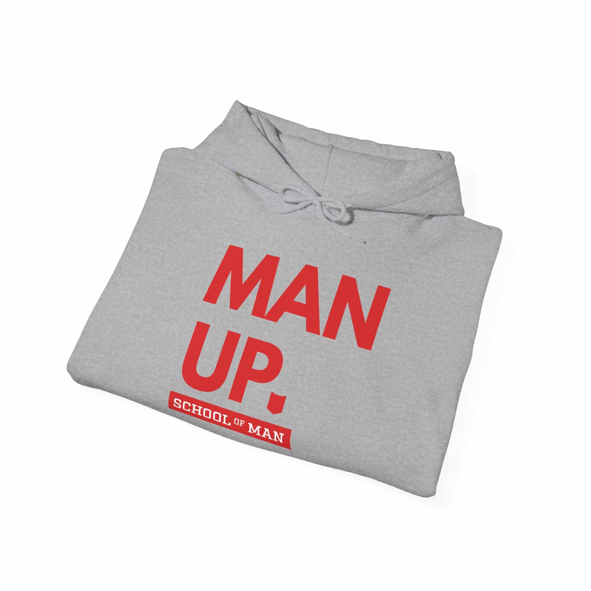 Man Up Hoodie - Bold Red 'Man Up. School of Man' Graphic Pullover - Image 22