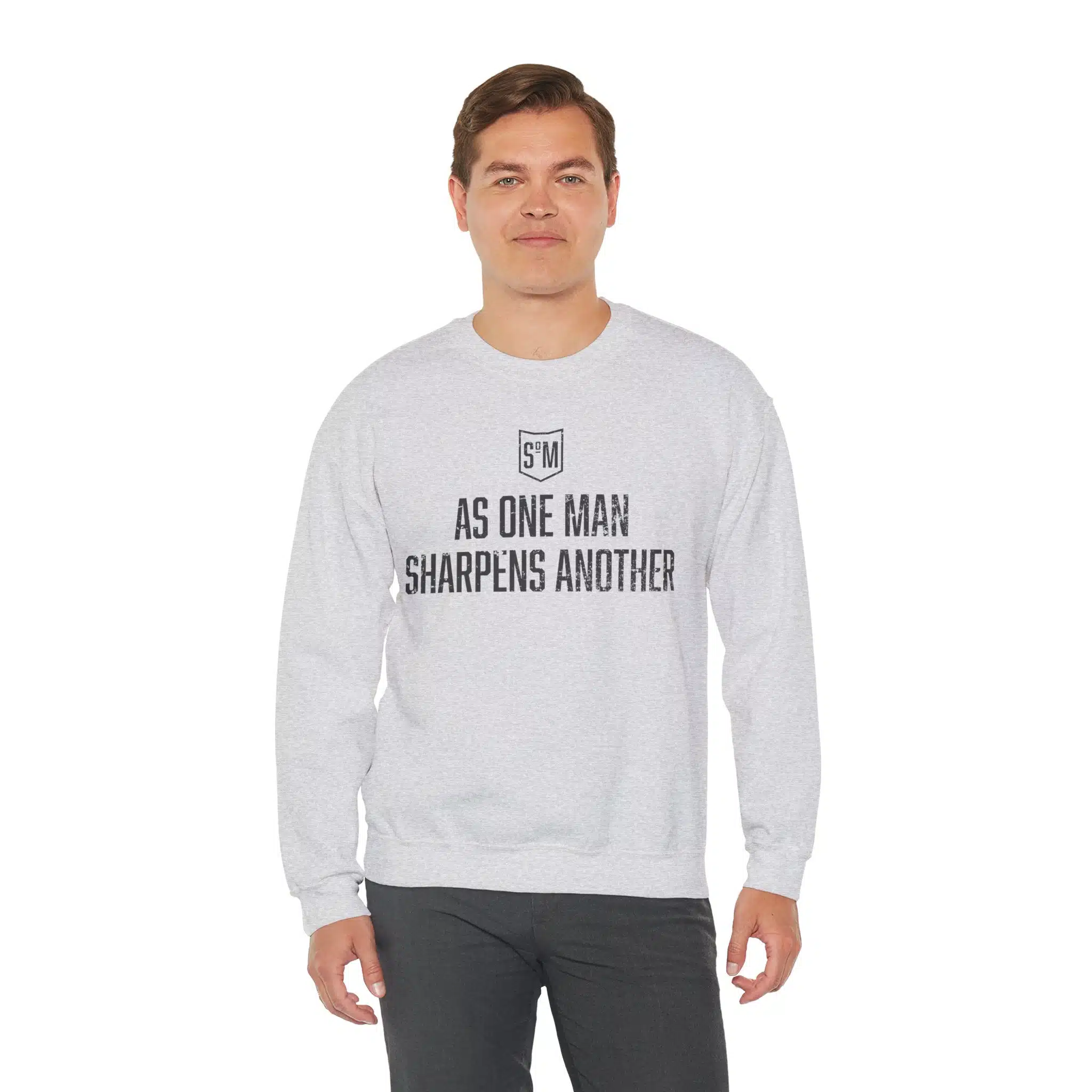 Crewneck Sweatshirt — “As One Man Sharpens Another” Minimal Christian Inspirational Crew - Image 11