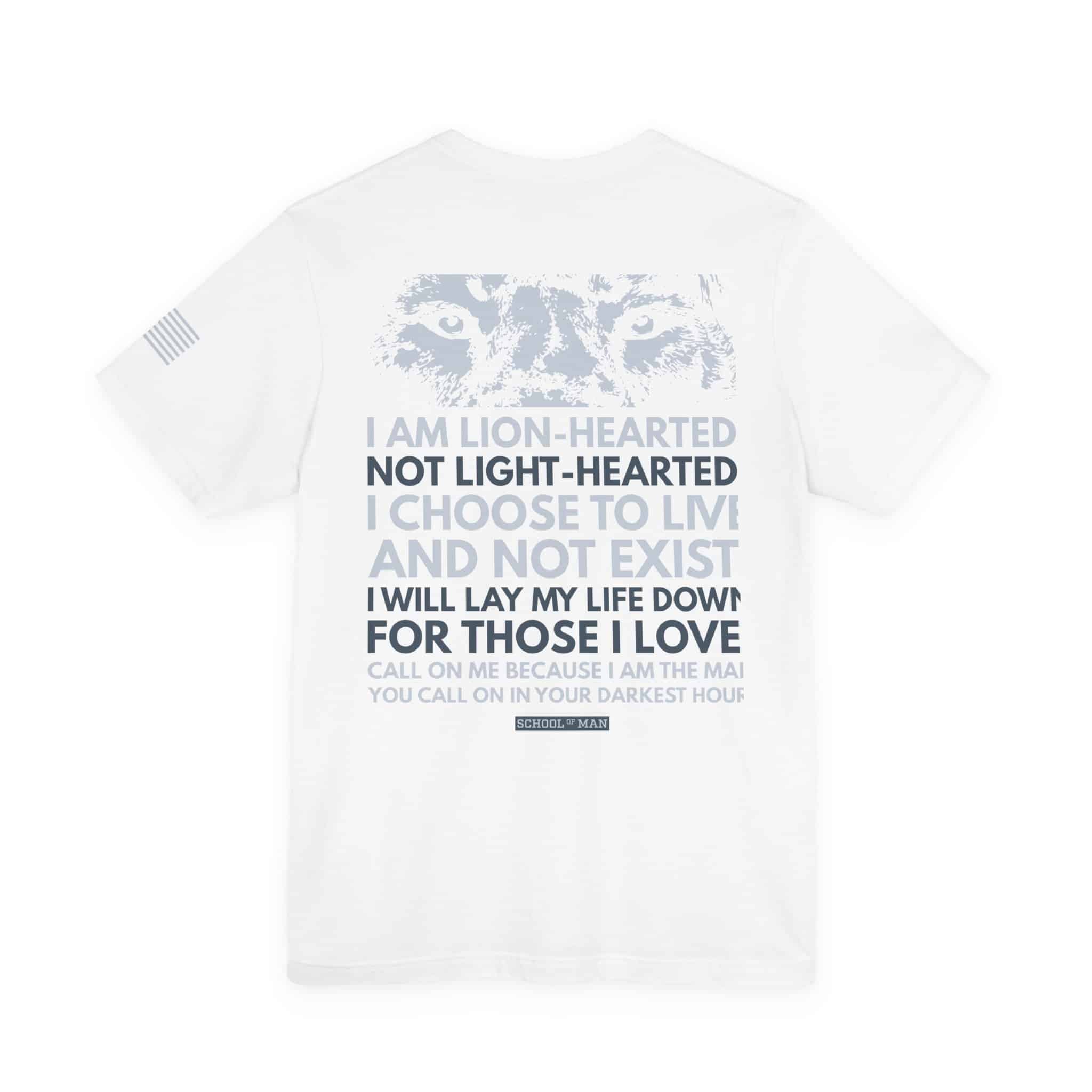 Lion-Hearted Typography Tee | I Am Lion-Hearted Inspirational T-Shirt - Image 2