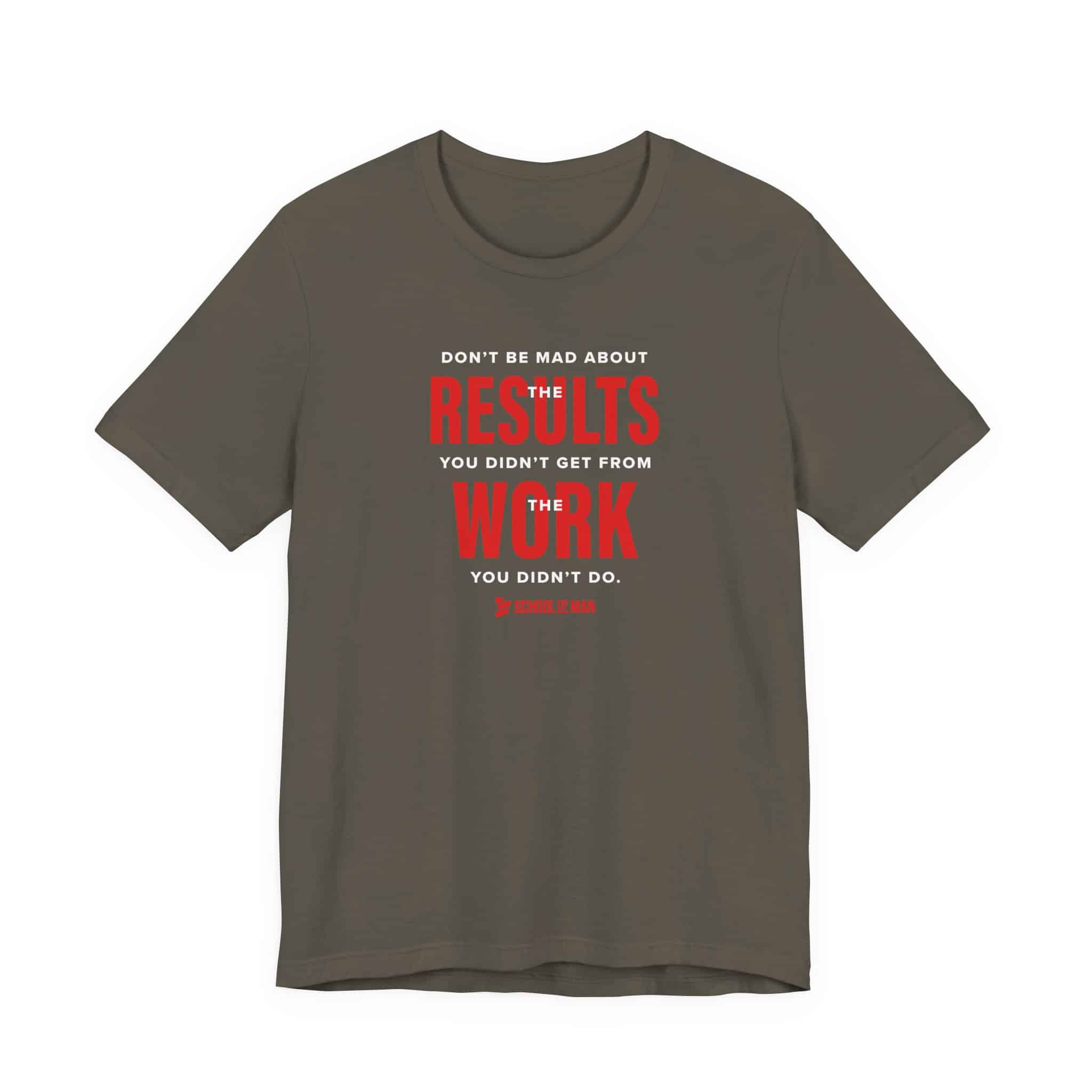 Results Work T-Shirt | Motivational Text Tee | School of Man Logo - Image 21