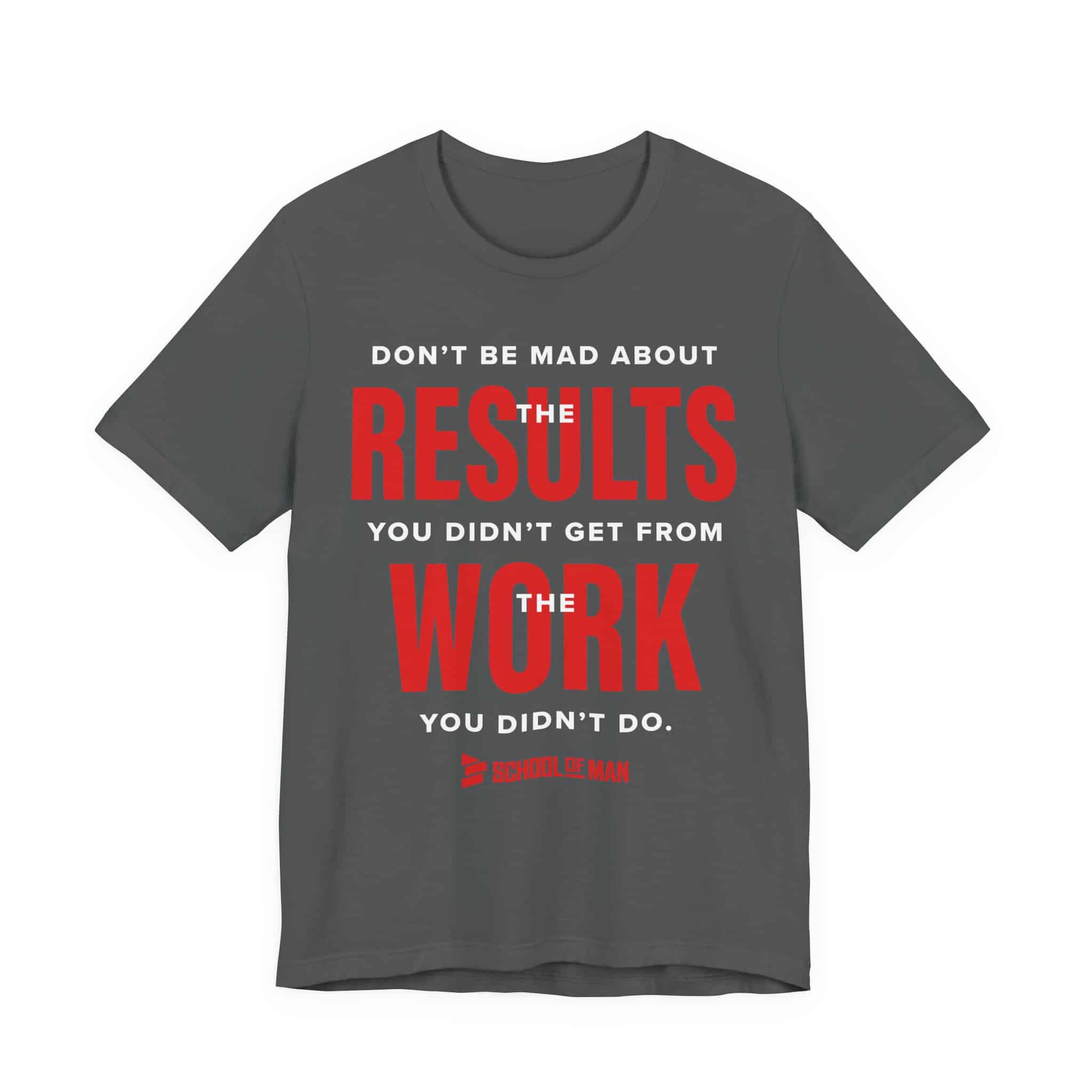 Results Work T-Shirt | Motivational Text Tee | School of Man Logo - Image 45
