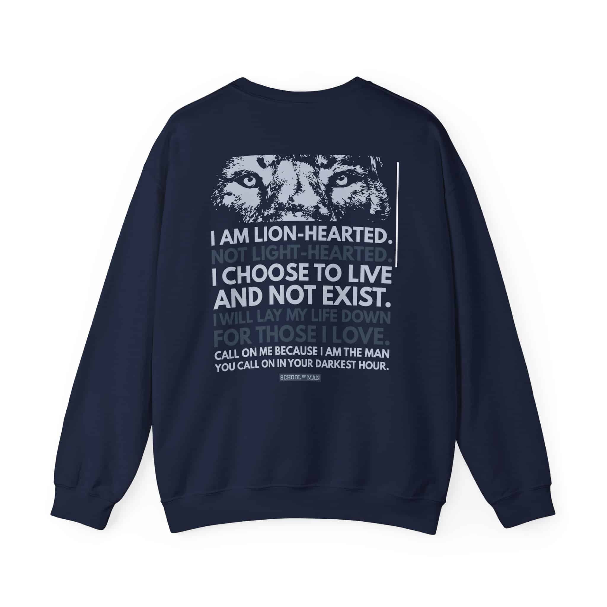 Lion-Hearted Crewneck Sweatshirt — Inspirational Back Quote - Image 16