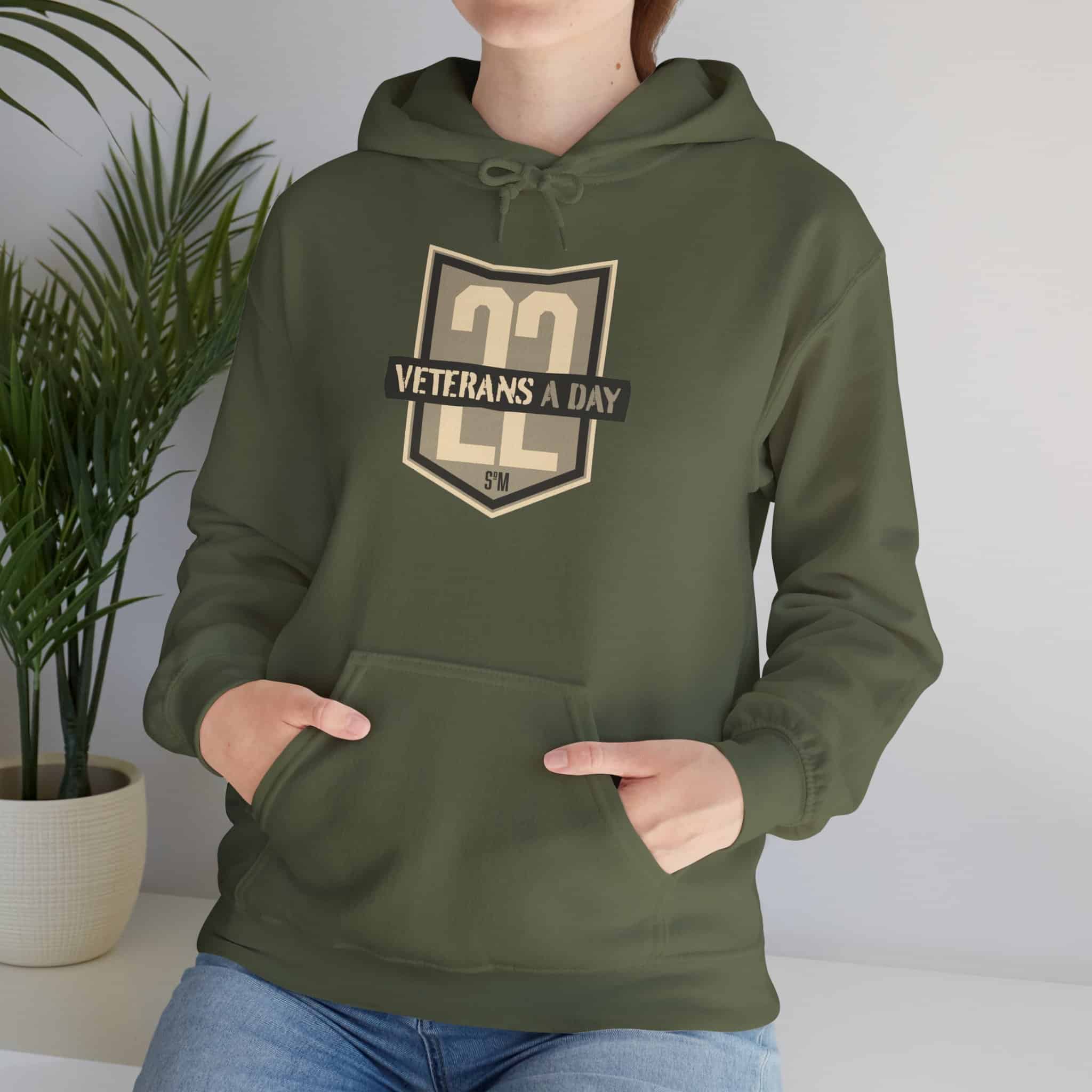 Veterans A Day Shield Hoodie — '22' Military Tribute Pullover with Inspirational Back Quote - Image 15