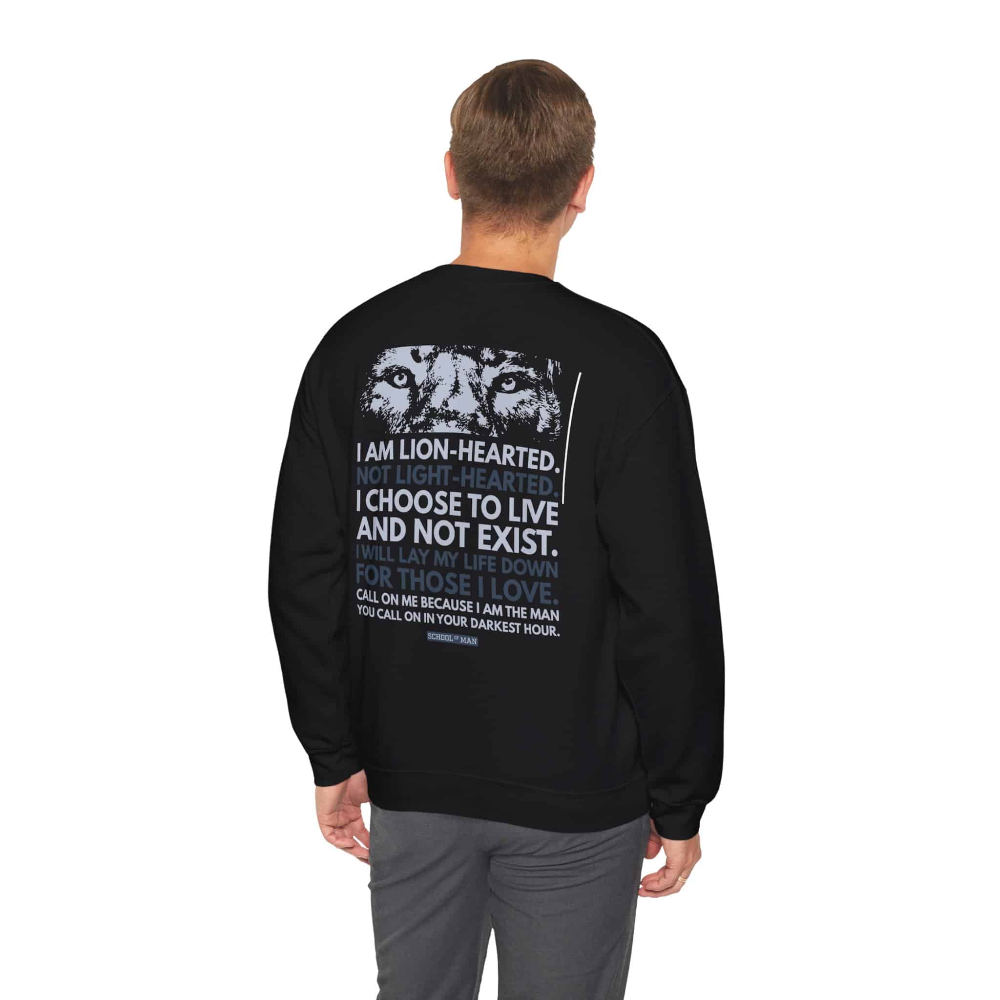 Lion-Hearted Crewneck Sweatshirt — Inspirational Back Quote - Image 14