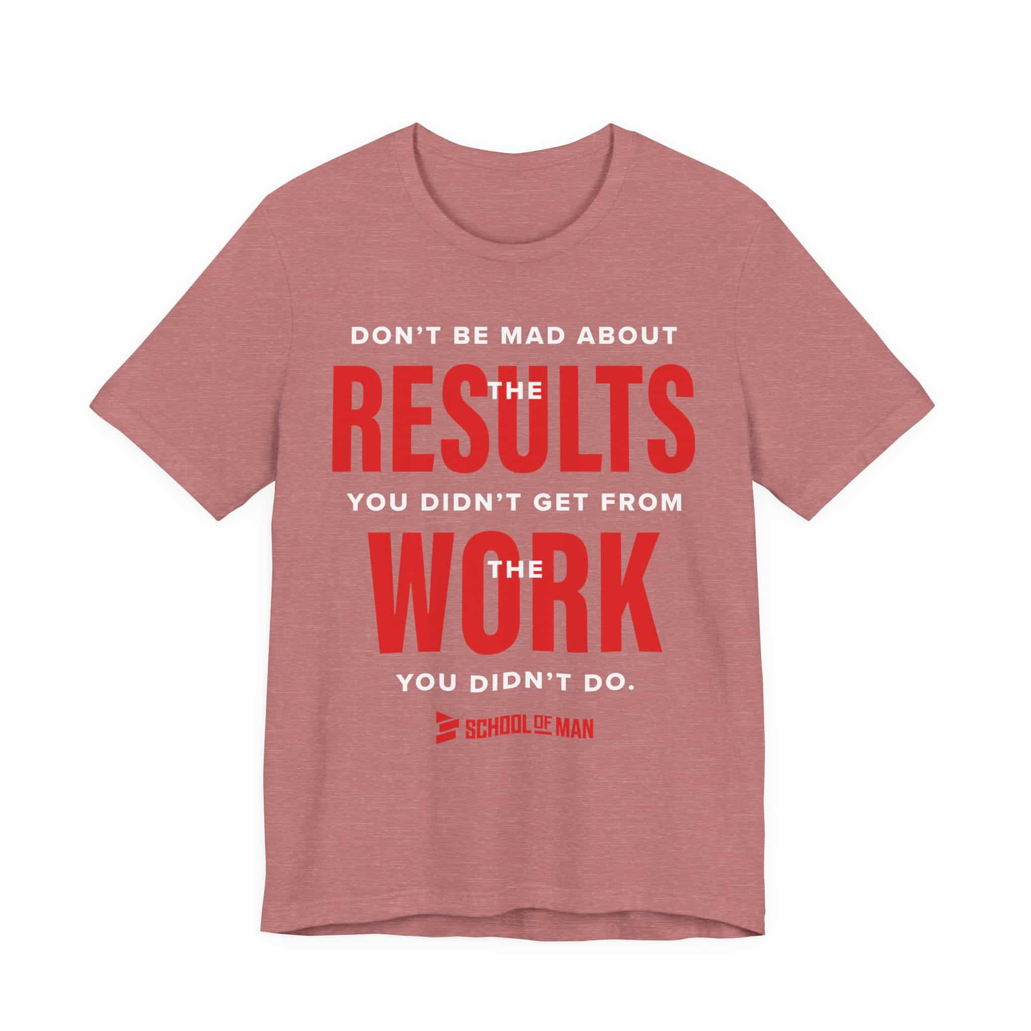 Results Work T-Shirt | Motivational Text Tee | School of Man Logo - Image 5
