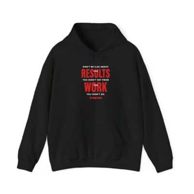 Results Over Excuses Hoodie — Motivational Work Quote Pullover