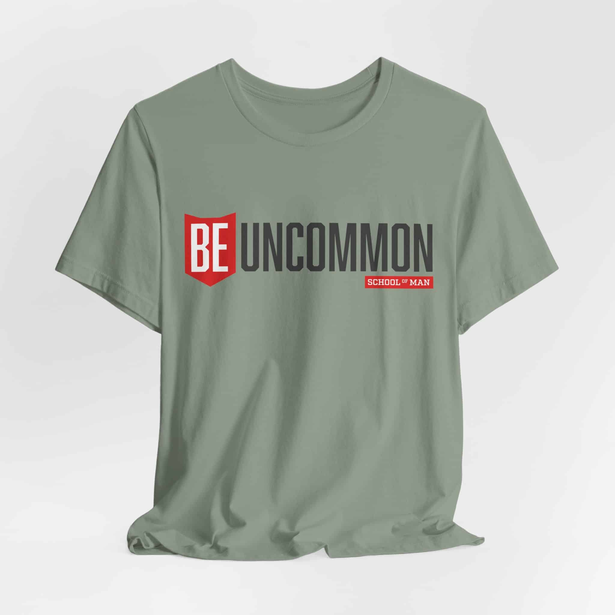 Be Uncommon graphic Tee | Motivational typography shirt, Red shield logo - Image 46