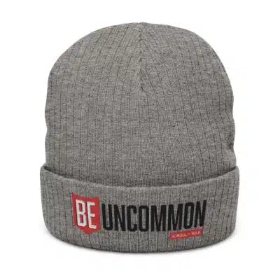 Be Uncommon Ribbed Knit Beanie — Embroidered Cuffed Winter Hat