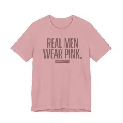 Real Men Wear Pink T-Shirt | Pink Graphic Tee, Typographic Slogan