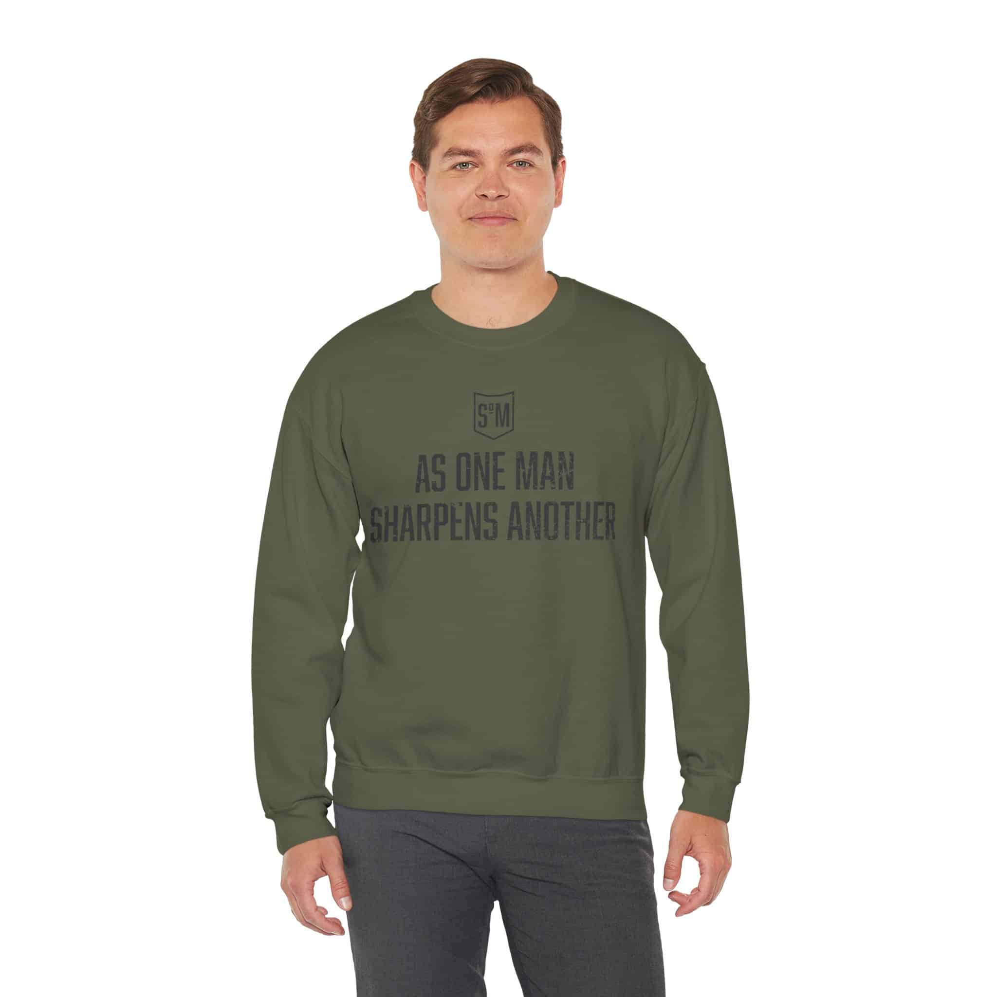 Crewneck Sweatshirt — “As One Man Sharpens Another” Minimal Christian Inspirational Crew - Image 23