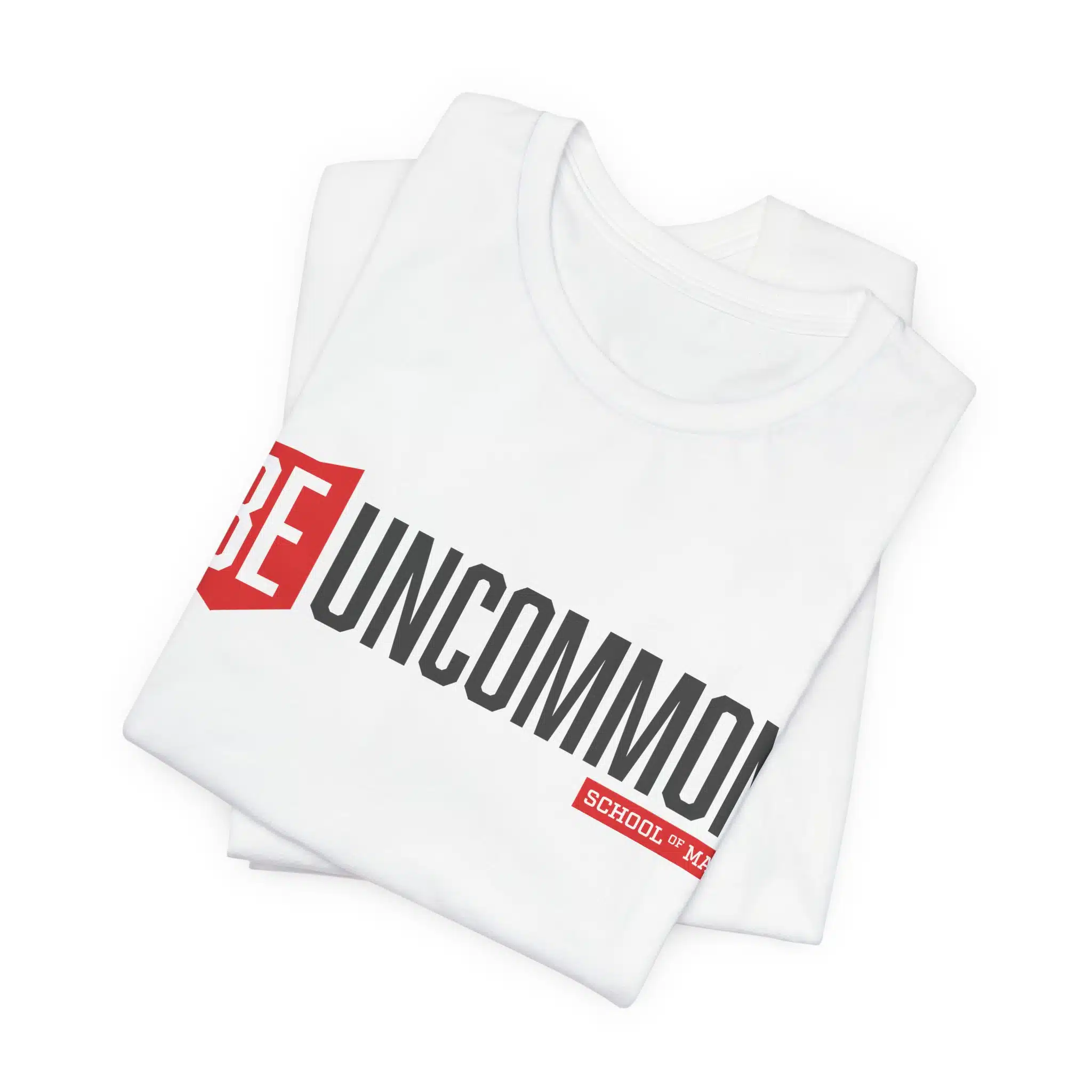 Be Uncommon graphic Tee | Motivational typography shirt, Red shield logo - Image 2