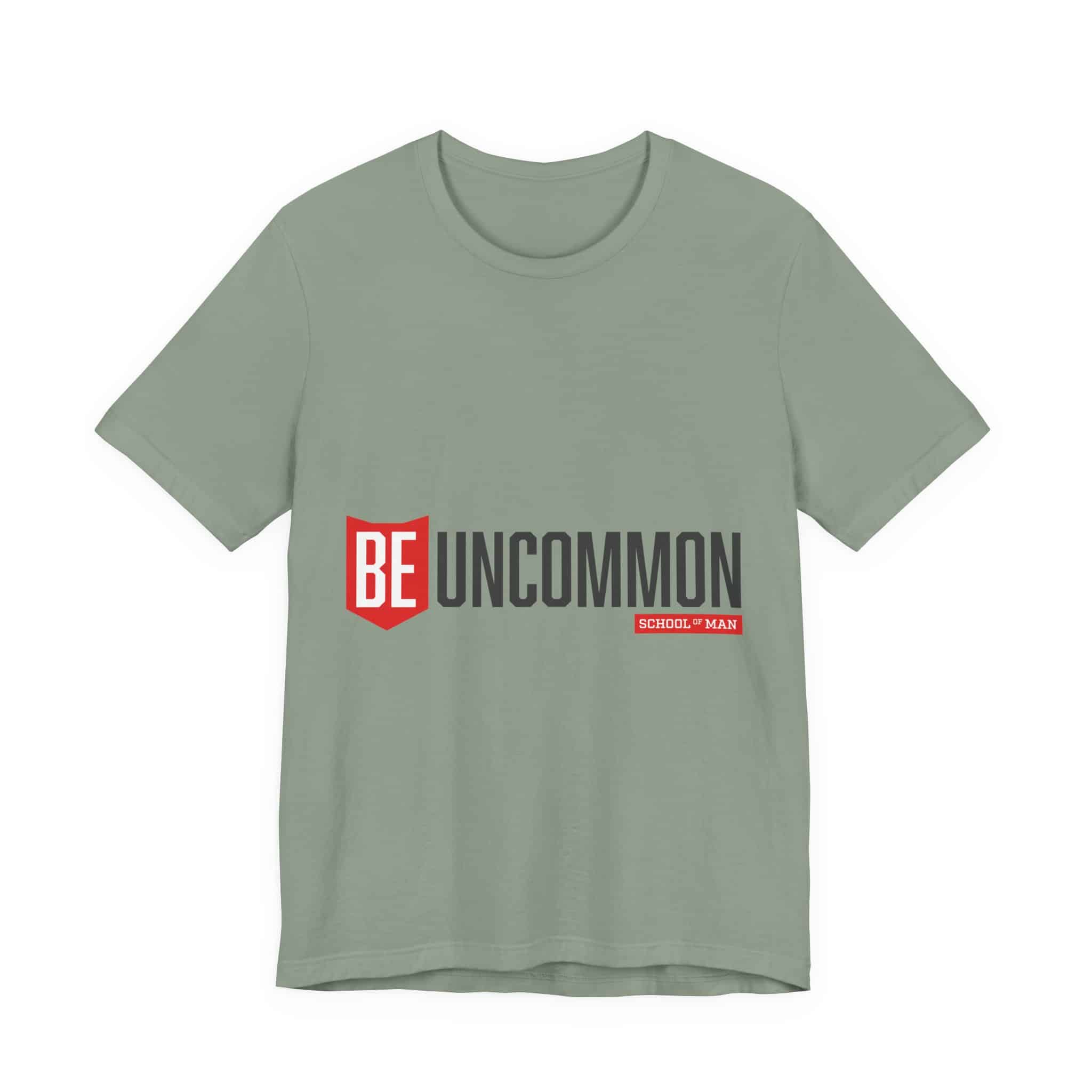 Be Uncommon graphic Tee | Motivational typography shirt, Red shield logo - Image 43