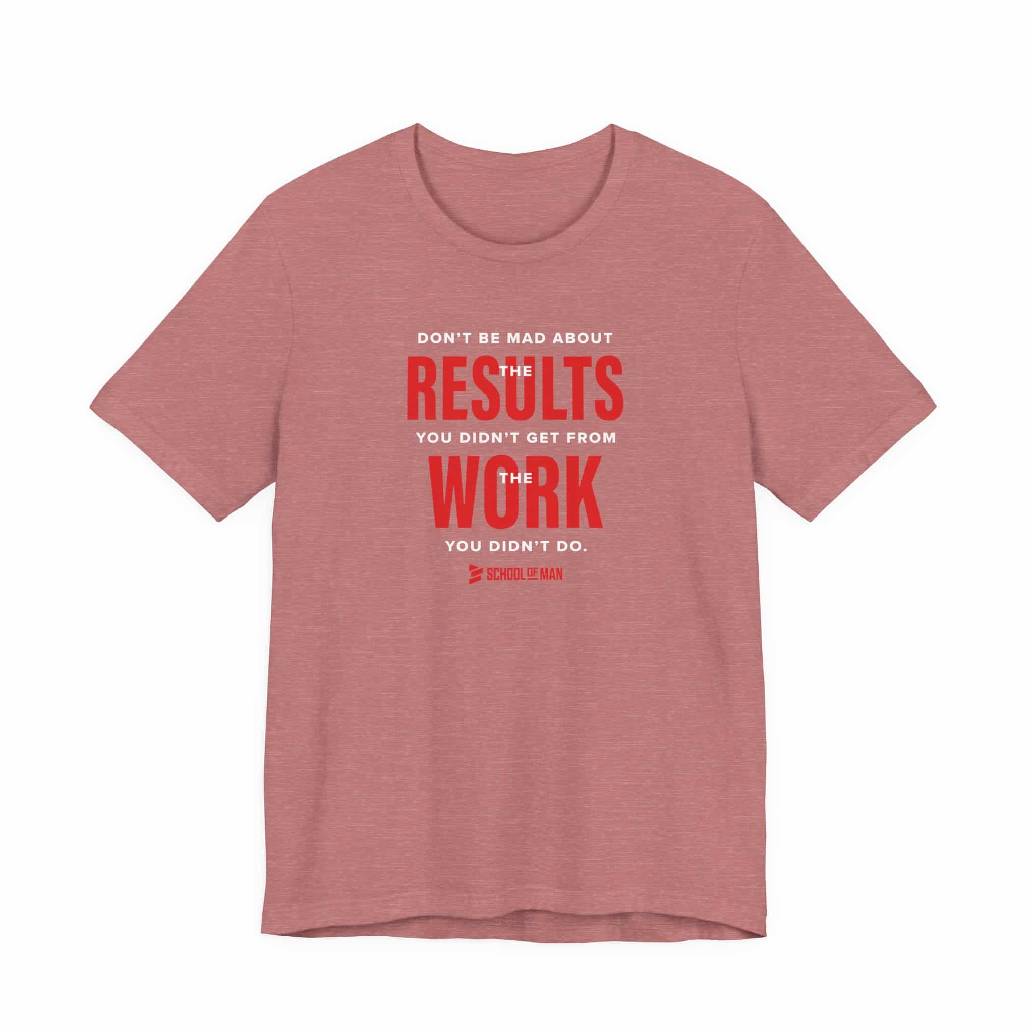 Results Work T-Shirt | Motivational Text Tee | School of Man Logo - Image 5