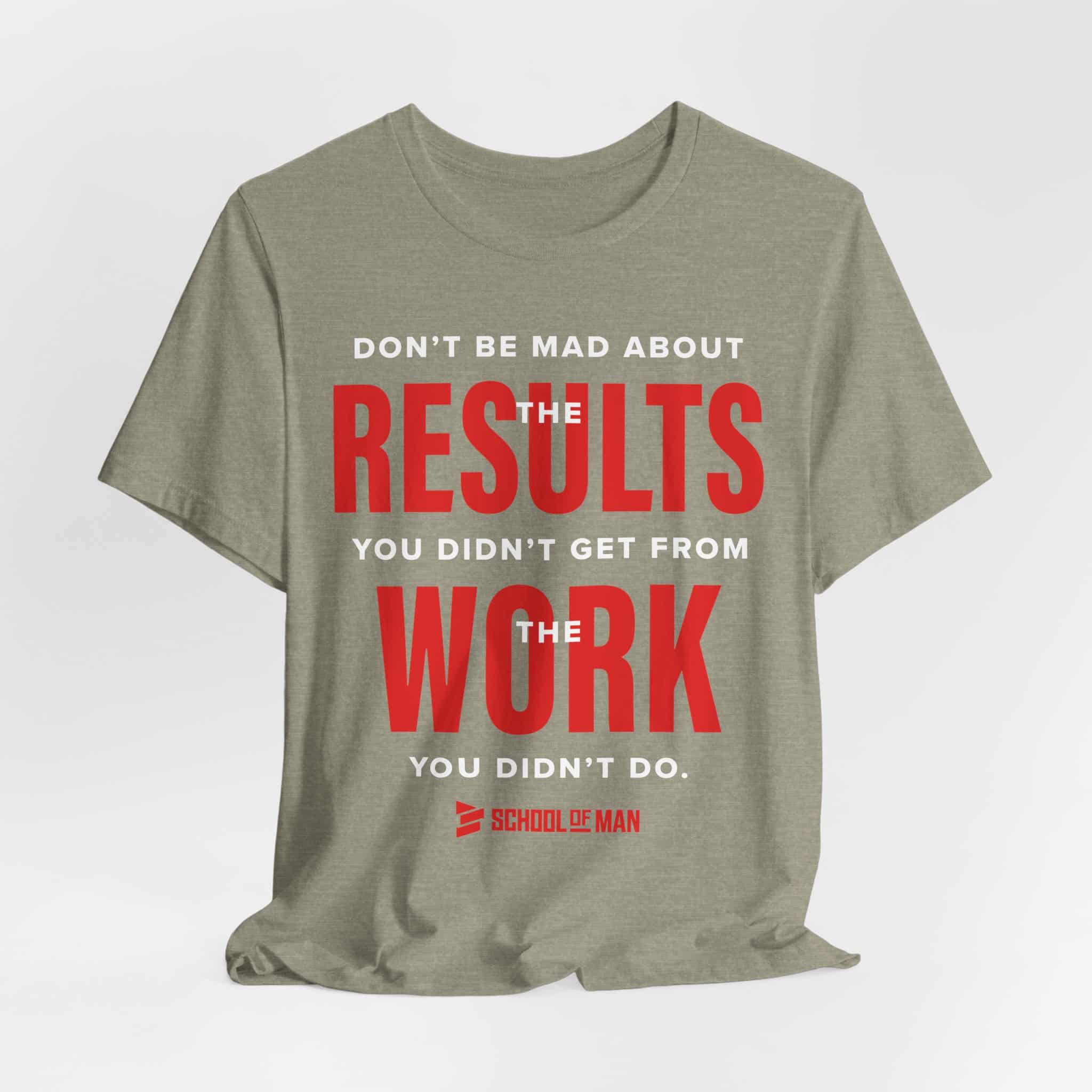 Results Work T-Shirt | Motivational Text Tee | School of Man Logo - Image 20