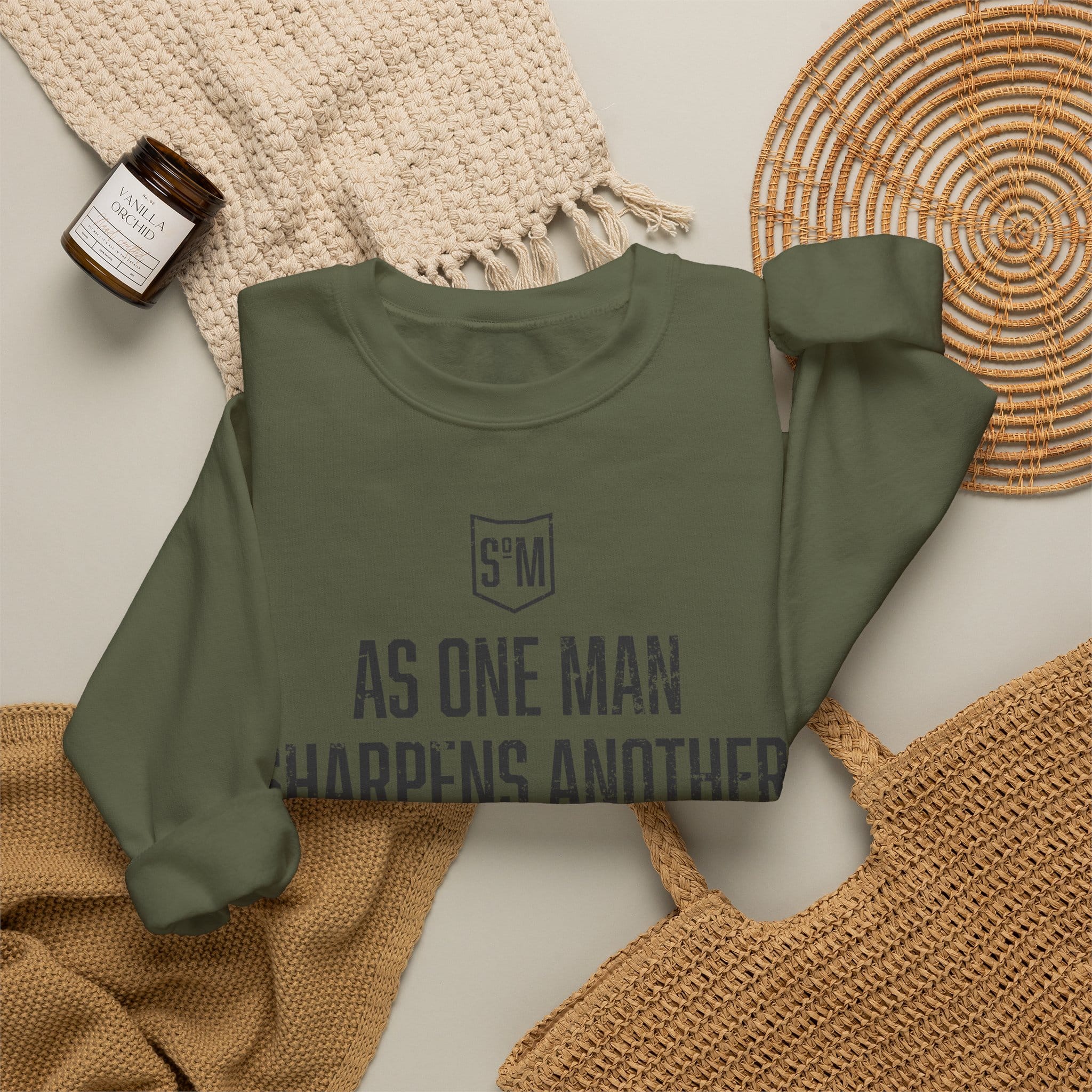 Crewneck Sweatshirt — “As One Man Sharpens Another” Minimal Christian Inspirational Crew - Image 22