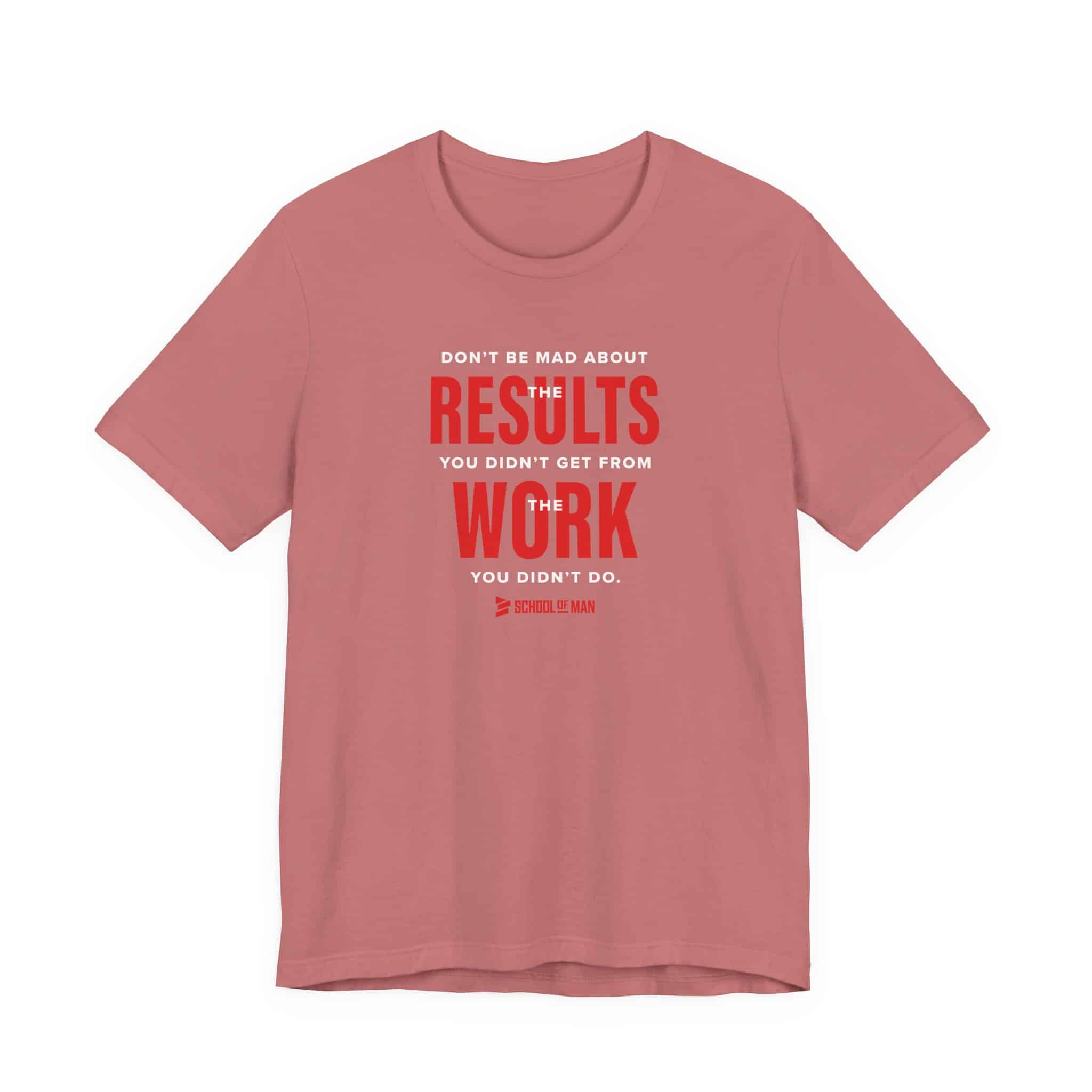 Results Work T-Shirt | Motivational Text Tee | School of Man Logo