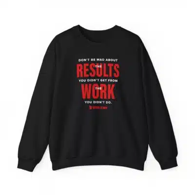 Crewneck Sweatshirt — "Don't Be Mad About The Results You Didn't Get From The Work You Didn't Do" Motivational Fitness Sweatshirt