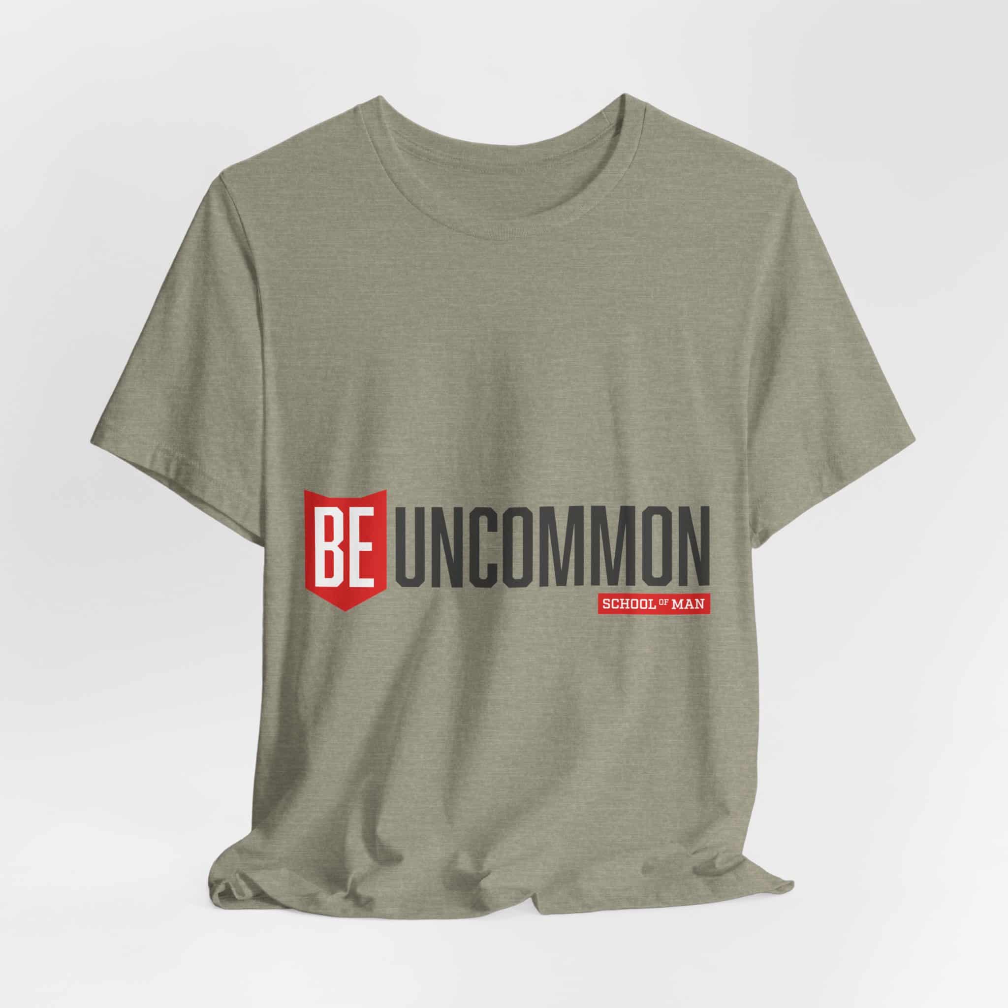 Be Uncommon graphic Tee | Motivational typography shirt, Red shield logo - Image 38