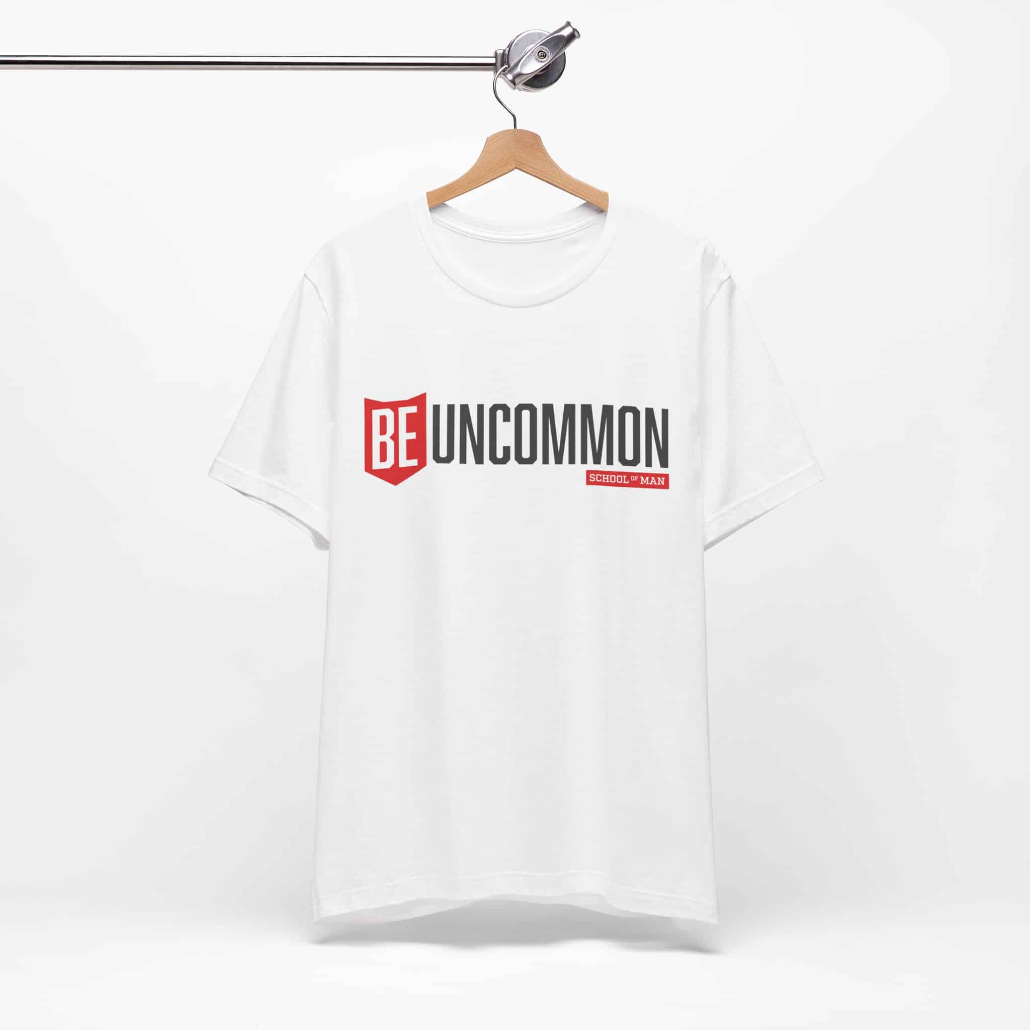 Be Uncommon graphic Tee | Motivational typography shirt, Red shield logo - Image 3