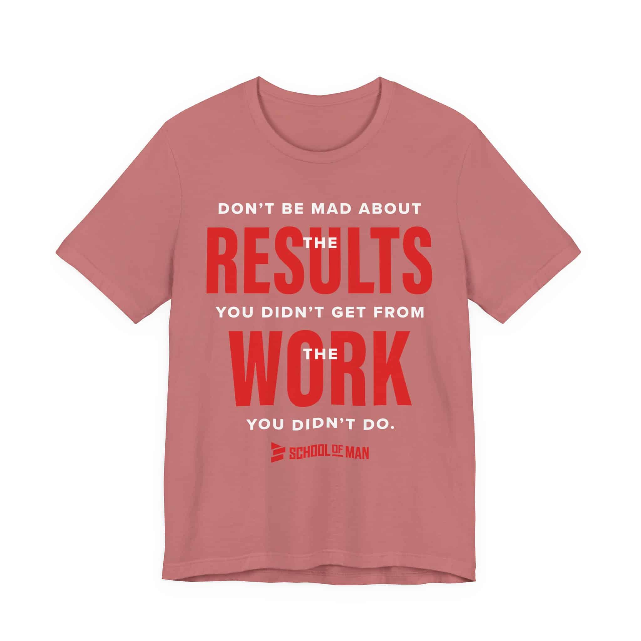 Results Work T-Shirt | Motivational Text Tee | School of Man Logo