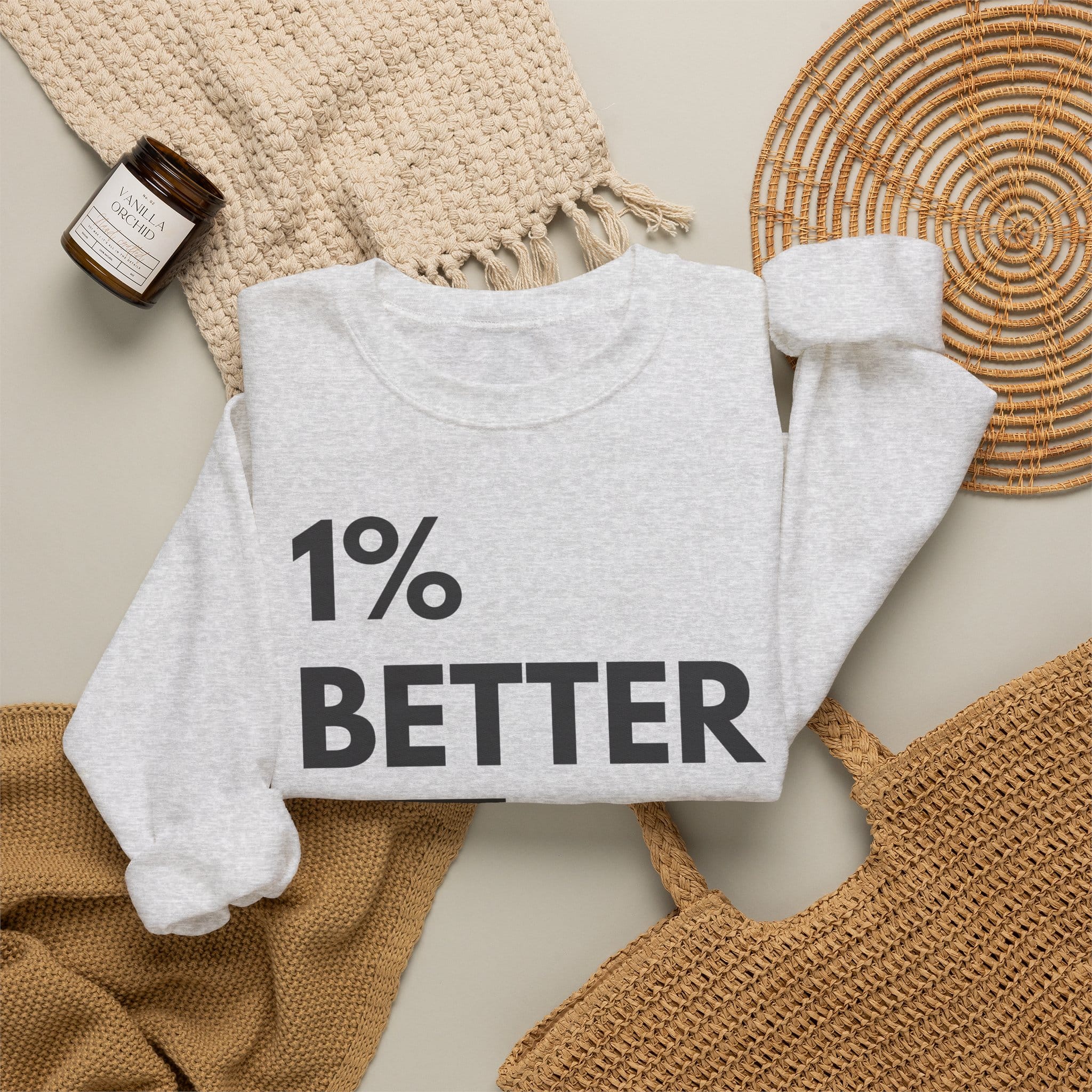 1% Better Crewneck Sweatshirt – Motivational Fitness Pullover - Image 10