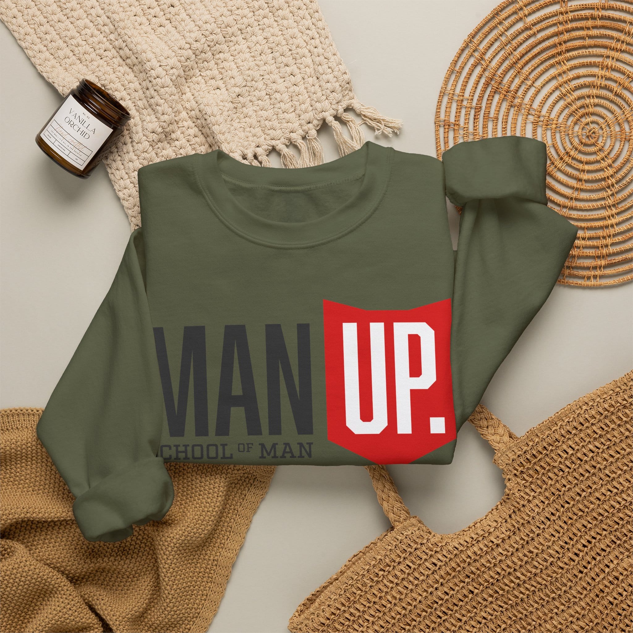 Man Up Crewneck Sweatshirt – 'Man Up' Motivational Graphic Crew - Image 22