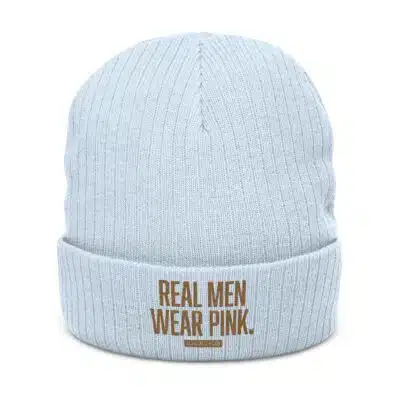 Embroidered Ribbed Beanie – Cozy Grey Knit Winter Hat