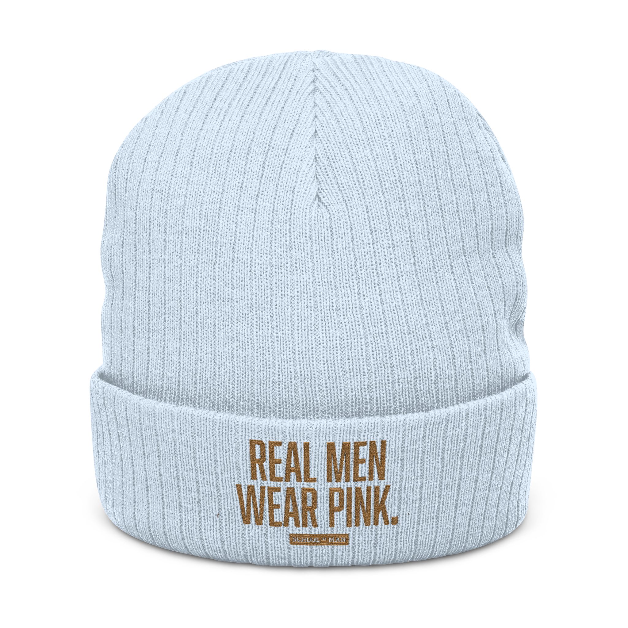 Embroidered Ribbed Beanie – Cozy Grey Knit Winter Hat