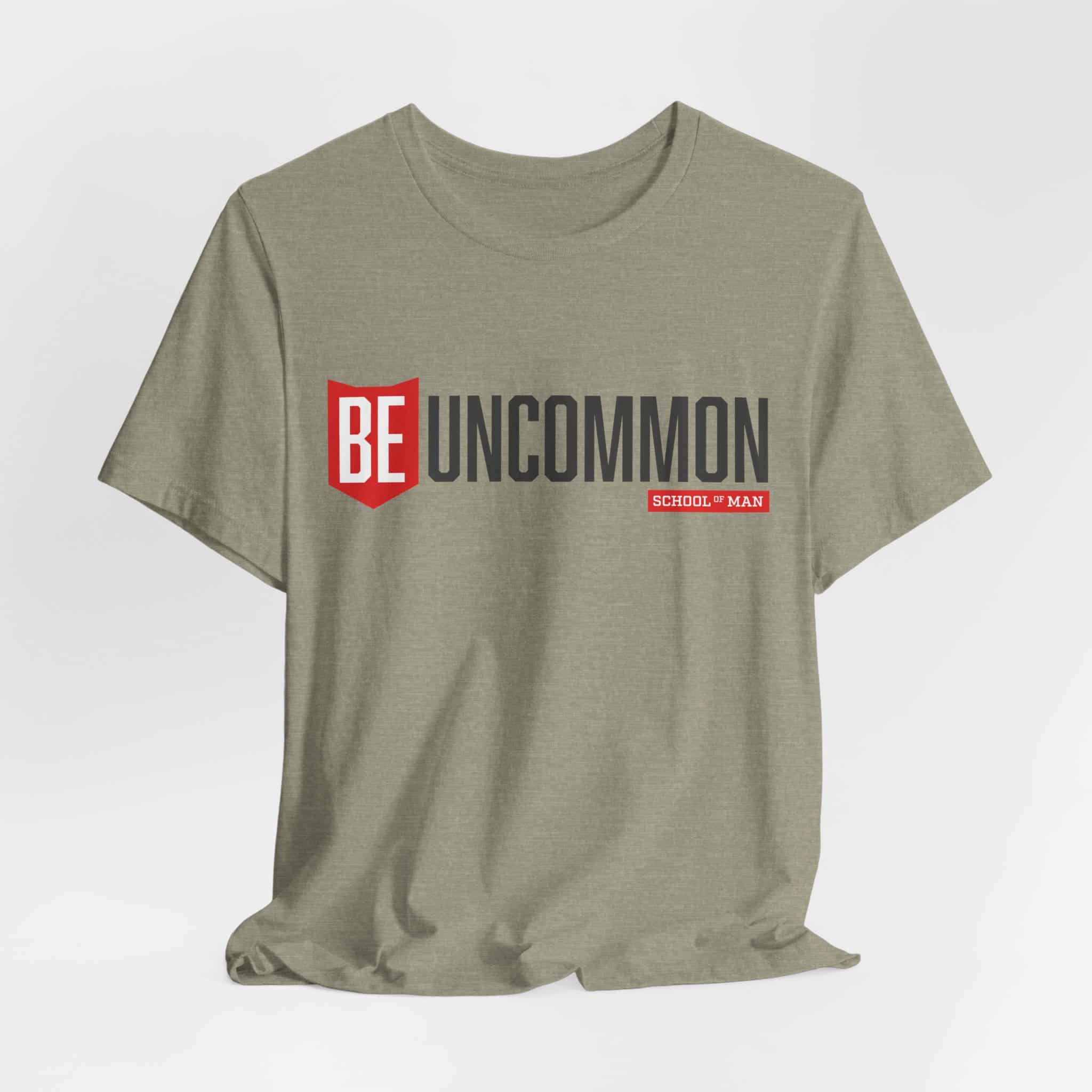 Be Uncommon graphic Tee | Motivational typography shirt, Red shield logo - Image 38