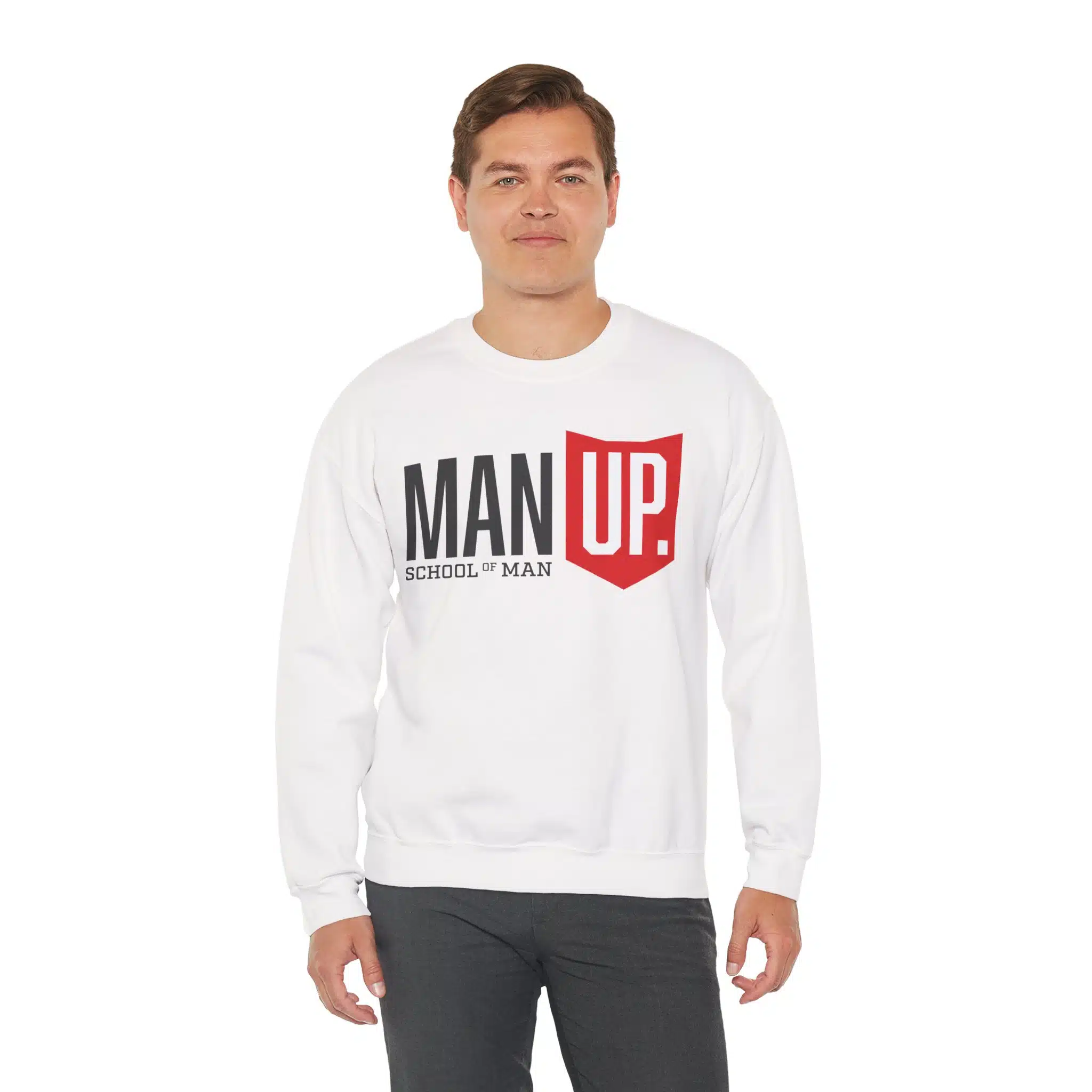 Man Up Crewneck Sweatshirt – 'Man Up' Motivational Graphic Crew - Image 6