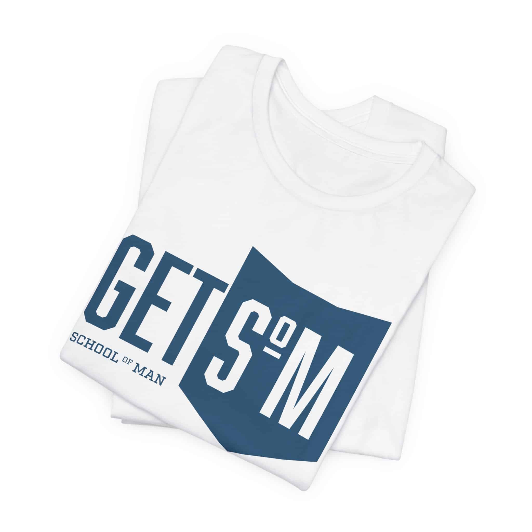 Get Some Shield logo T-Shirt | Retro Typographic School Man Tee - Image 2