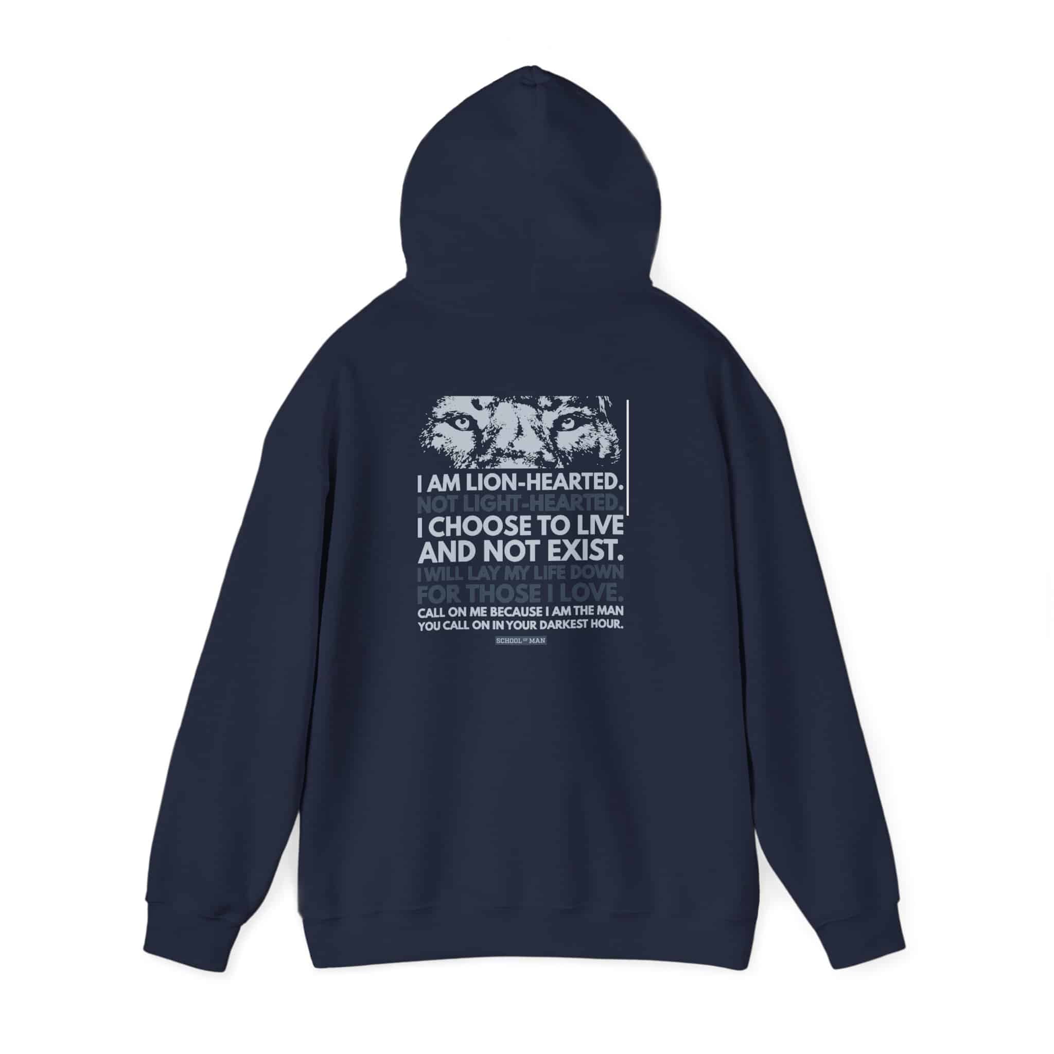Hoodie - 'I Am Lion-Hearted' Inspirational Back Print Pullover - Image 10