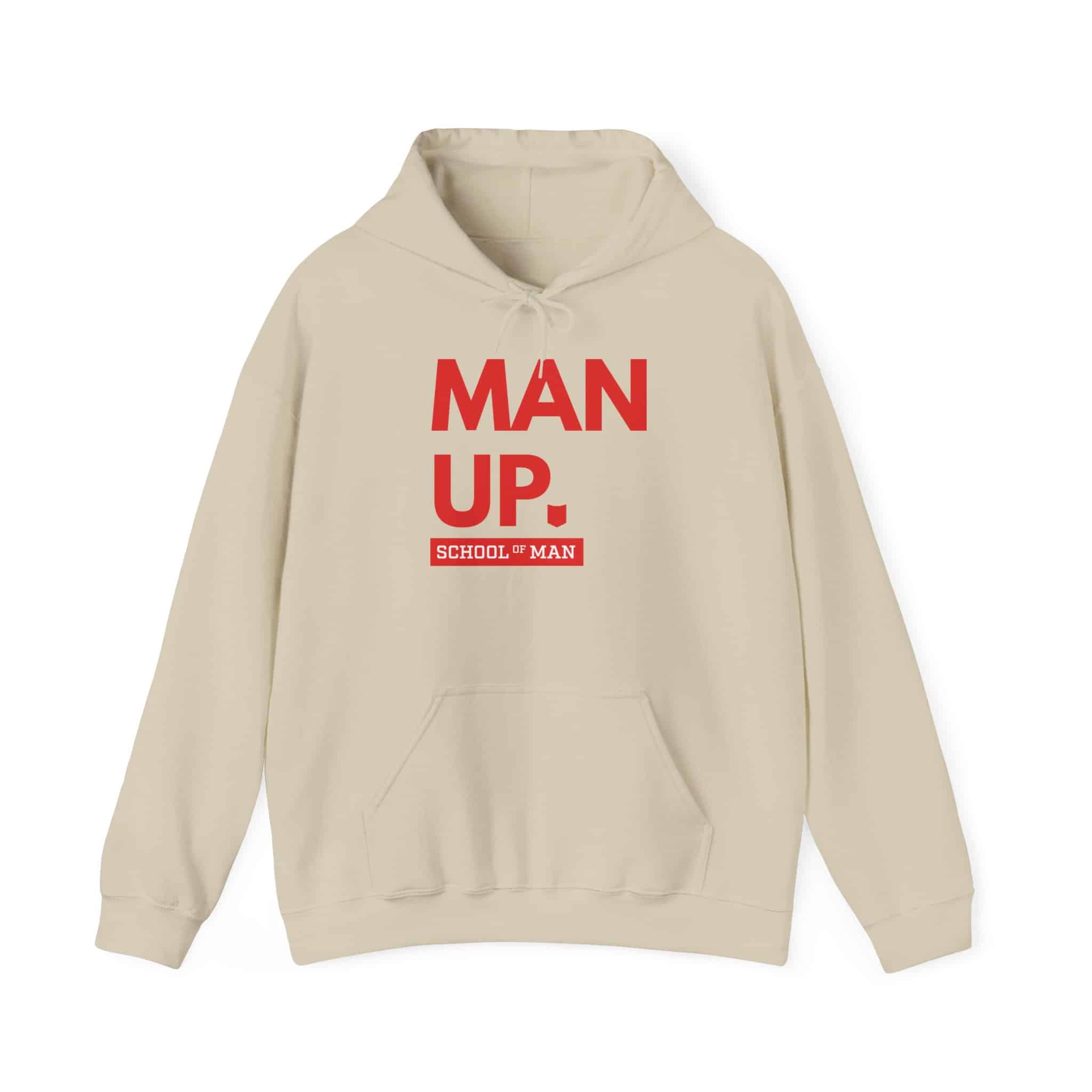 Man Up Hoodie - Bold Red 'Man Up. School of Man' Graphic Pullover - Image 13