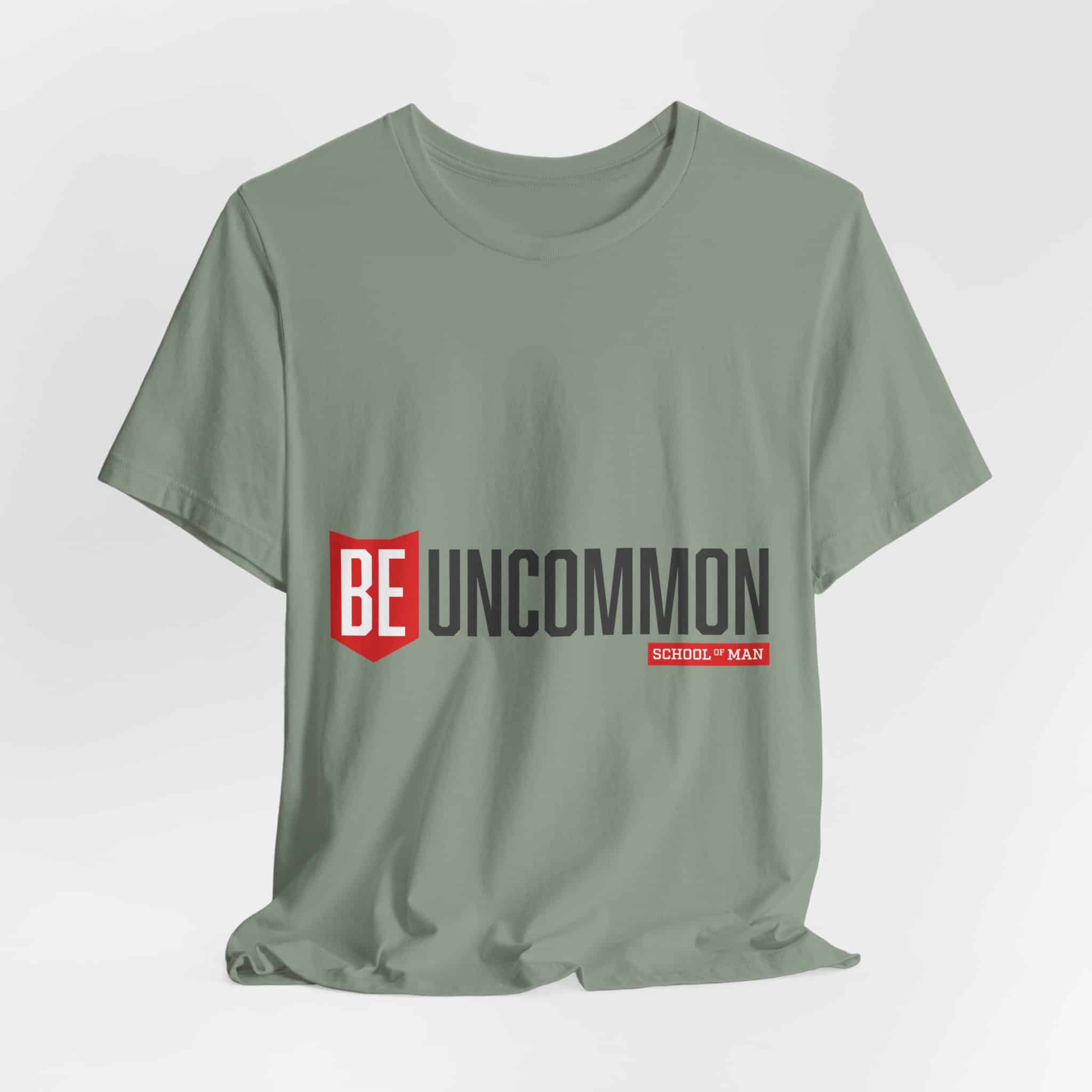 Be Uncommon graphic Tee | Motivational typography shirt, Red shield logo - Image 46