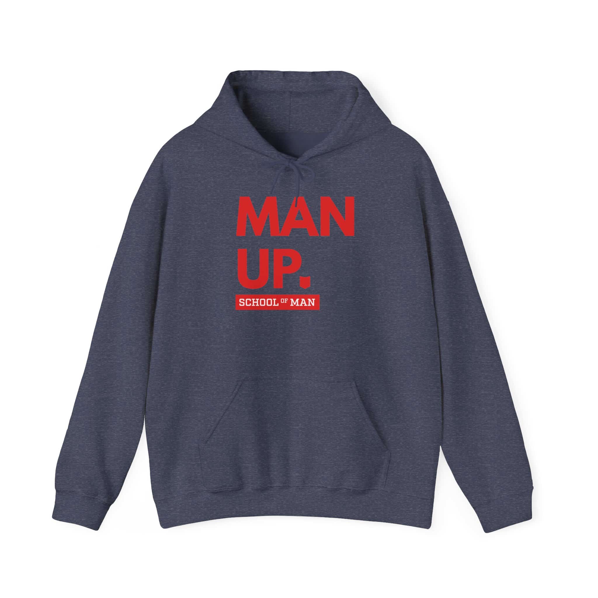 Man Up Hoodie - Bold Red 'Man Up. School of Man' Graphic Pullover - Image 25