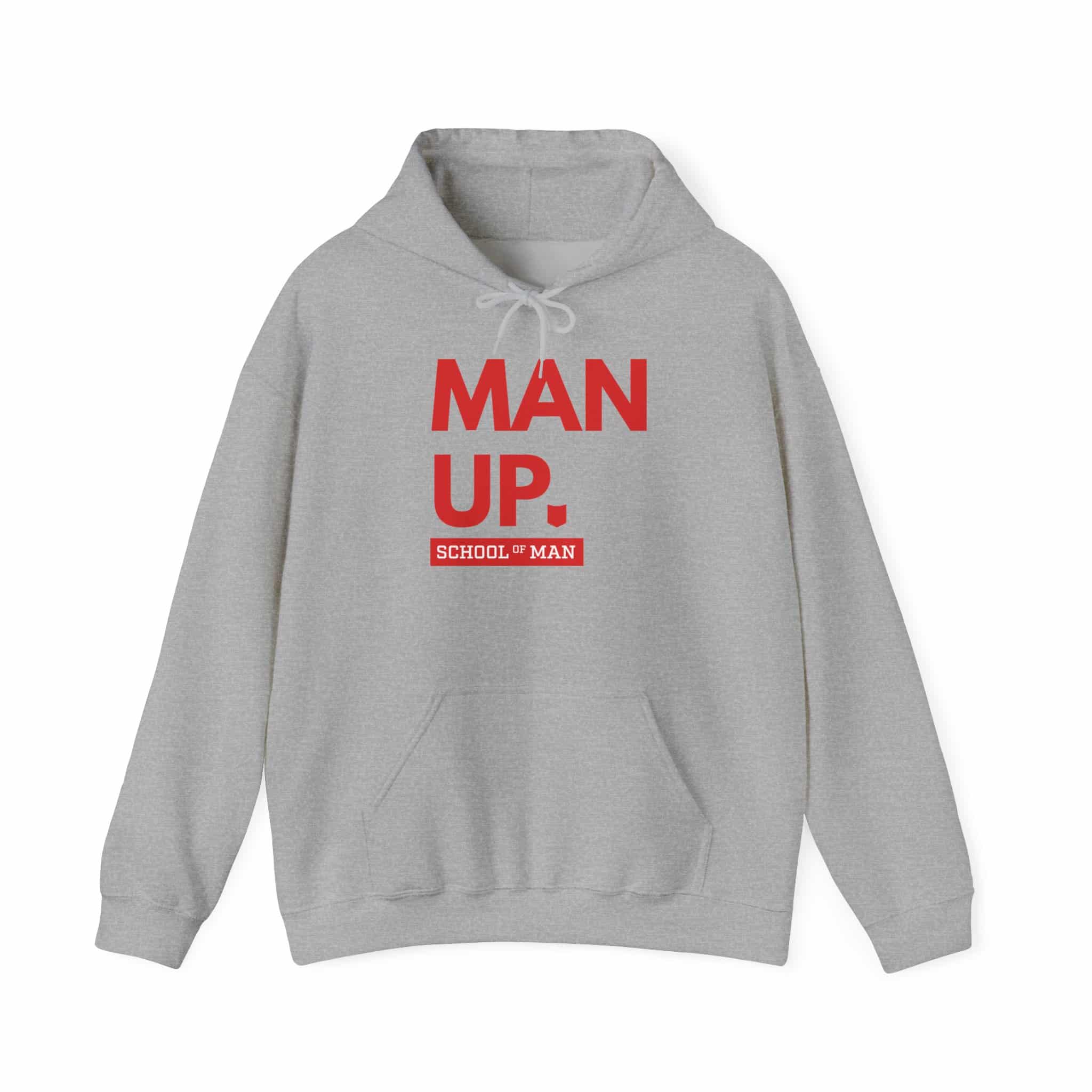 Man Up Hoodie - Bold Red 'Man Up. School of Man' Graphic Pullover - Image 19