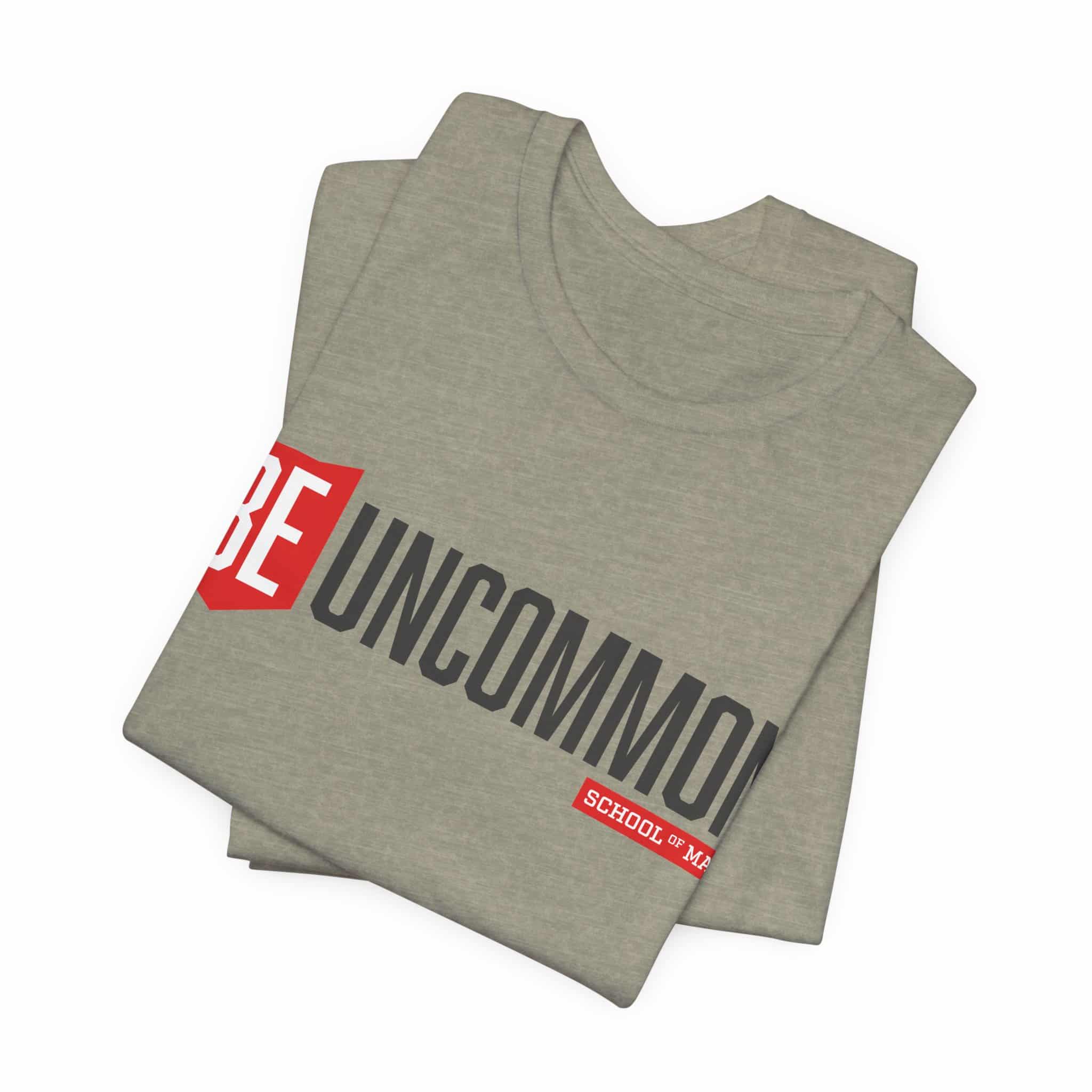 Be Uncommon graphic Tee | Motivational typography shirt, Red shield logo - Image 37