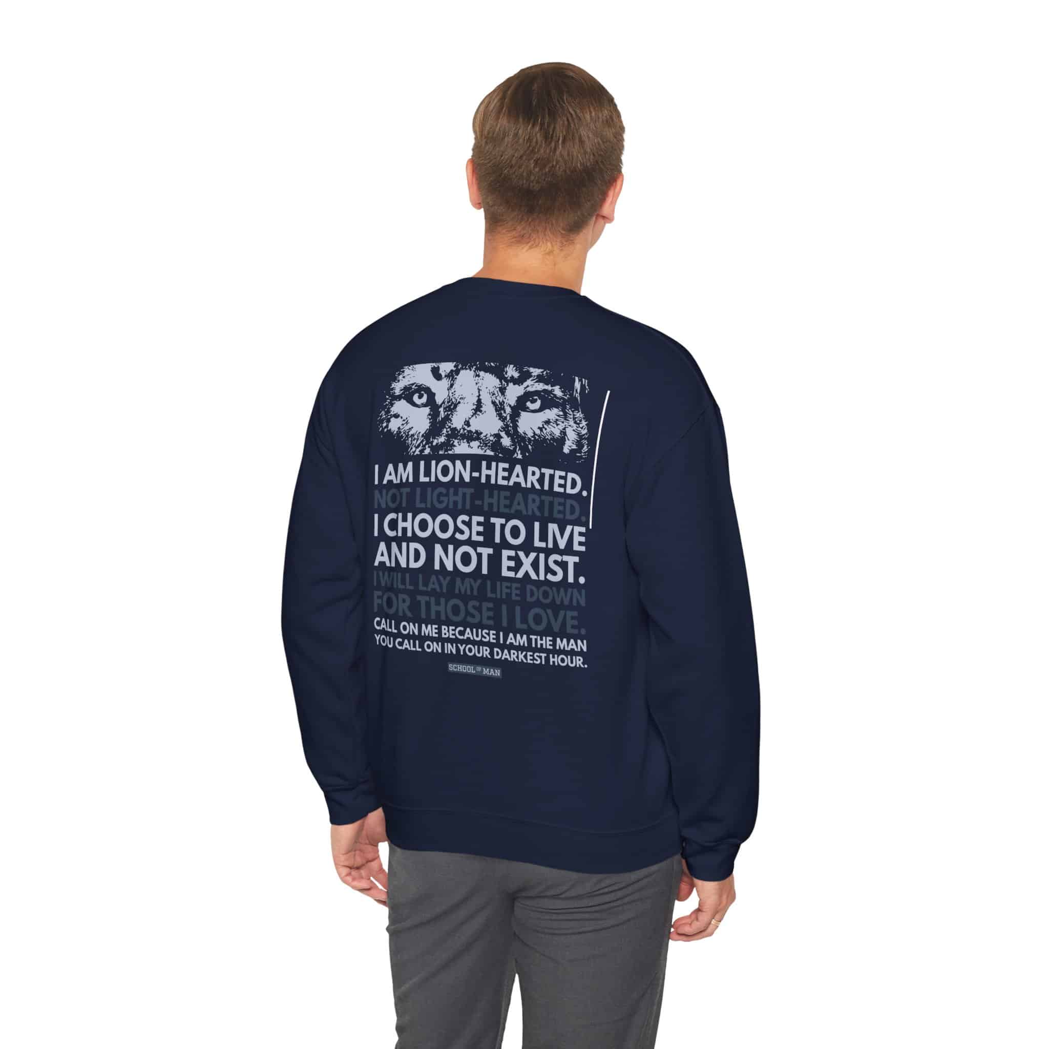 Lion-Hearted Crewneck Sweatshirt — Inspirational Back Quote - Image 21