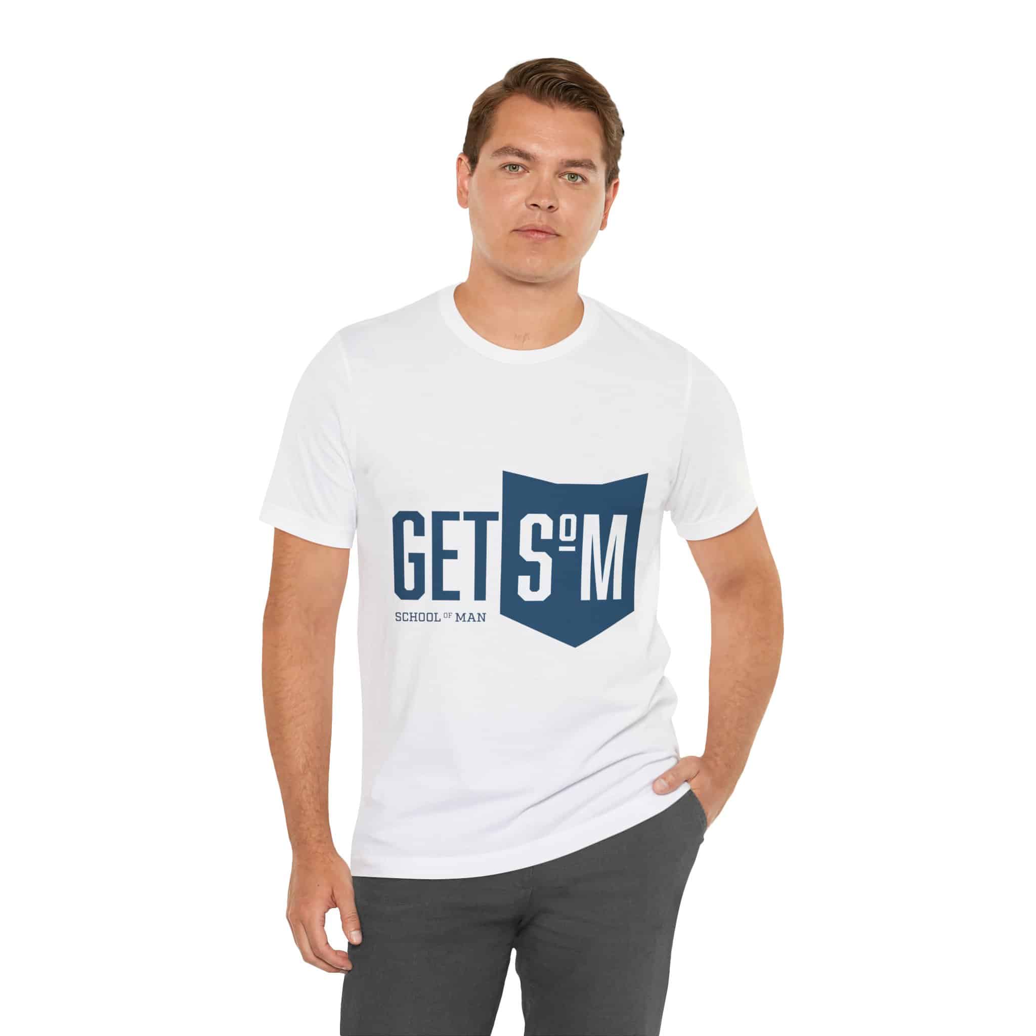 Get Some Shield logo T-Shirt | Retro Typographic School Man Tee - Image 3