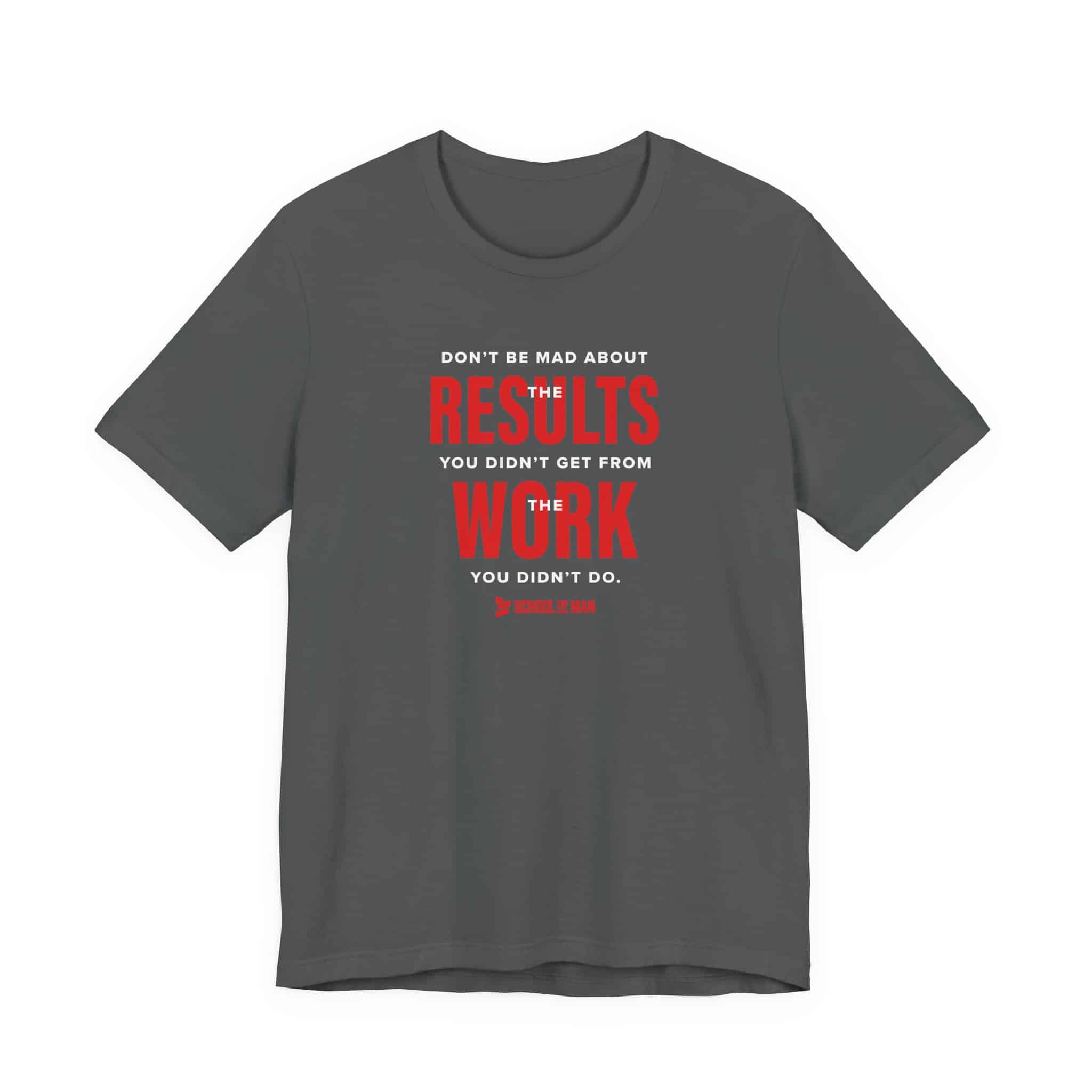Results Work T-Shirt | Motivational Text Tee | School of Man Logo - Image 45