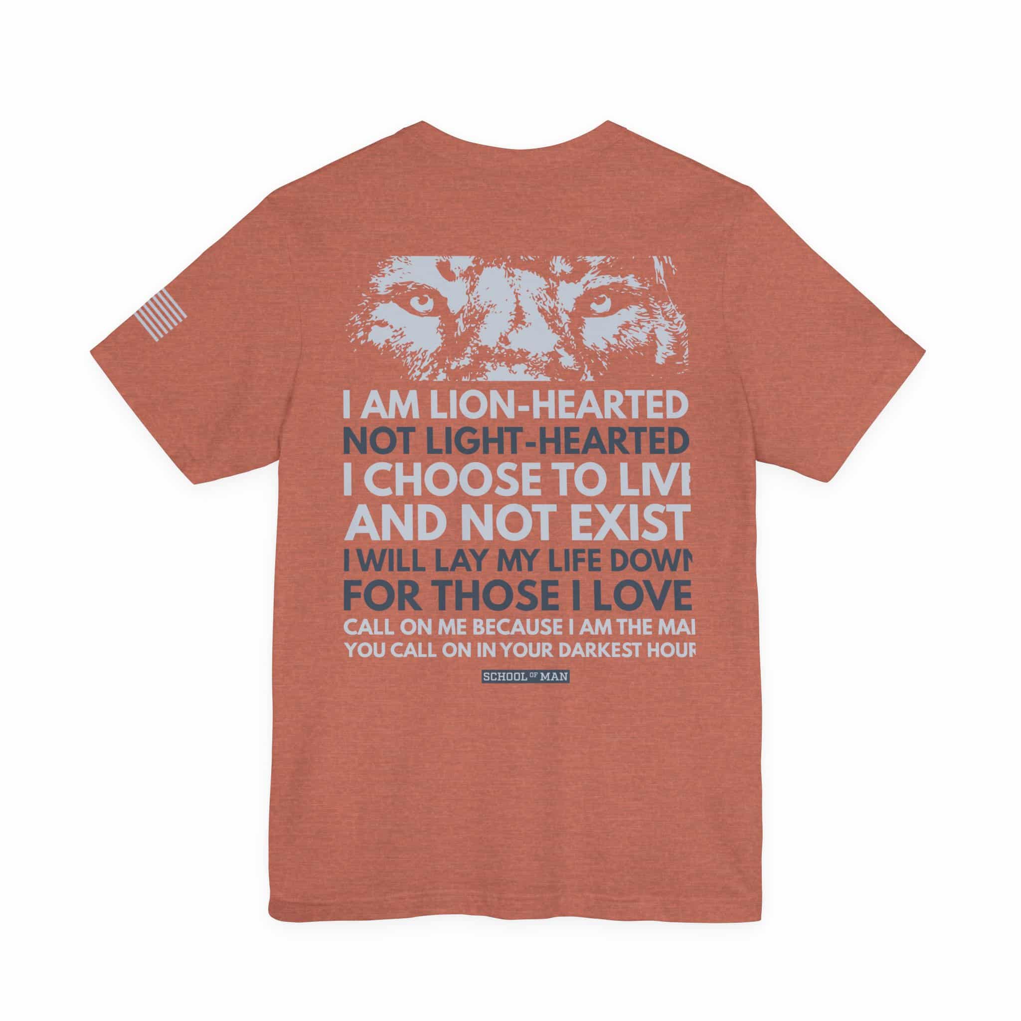 Lion-Hearted Typography Tee | I Am Lion-Hearted Inspirational T-Shirt - Image 10