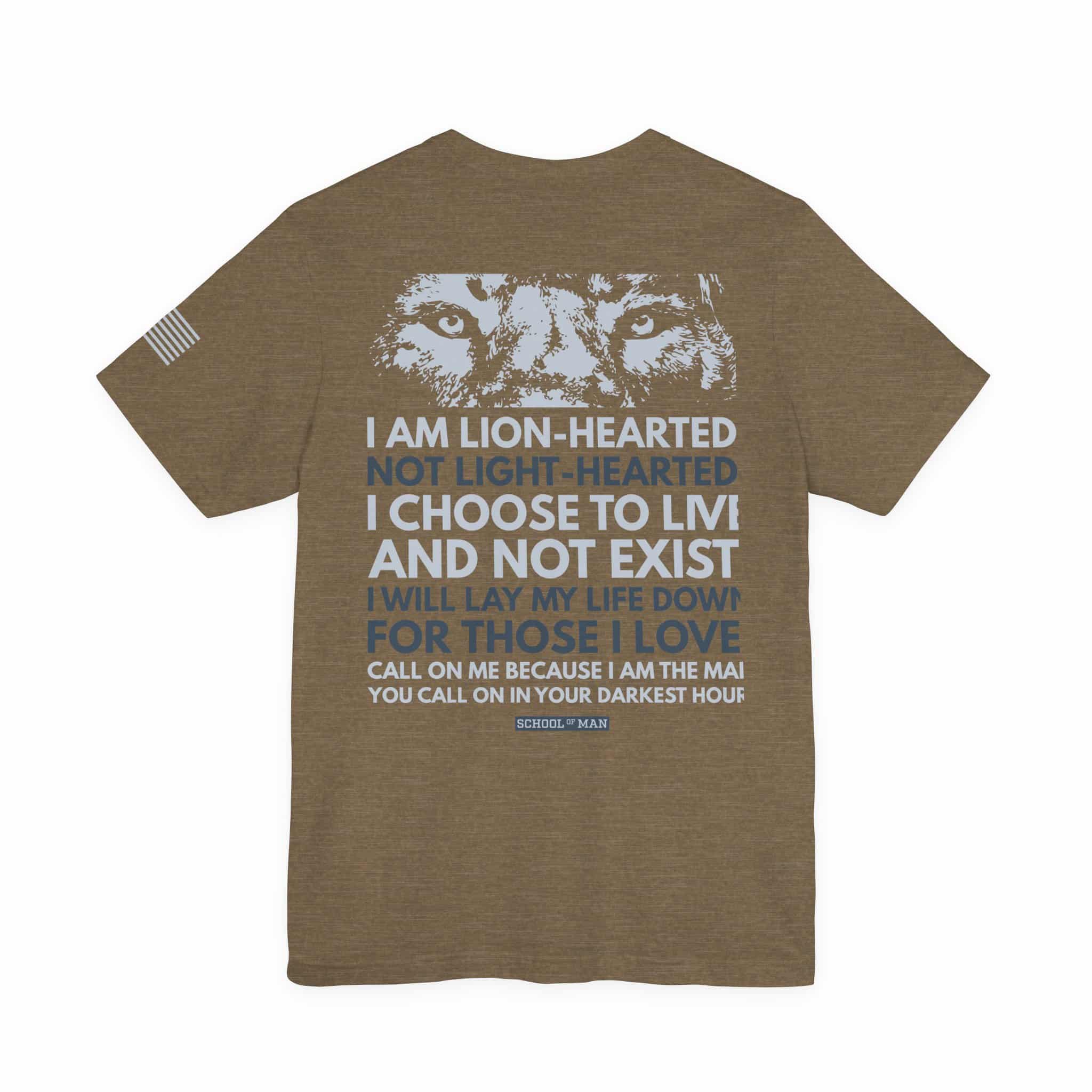 Lion-Hearted Typography Tee | I Am Lion-Hearted Inspirational T-Shirt - Image 22