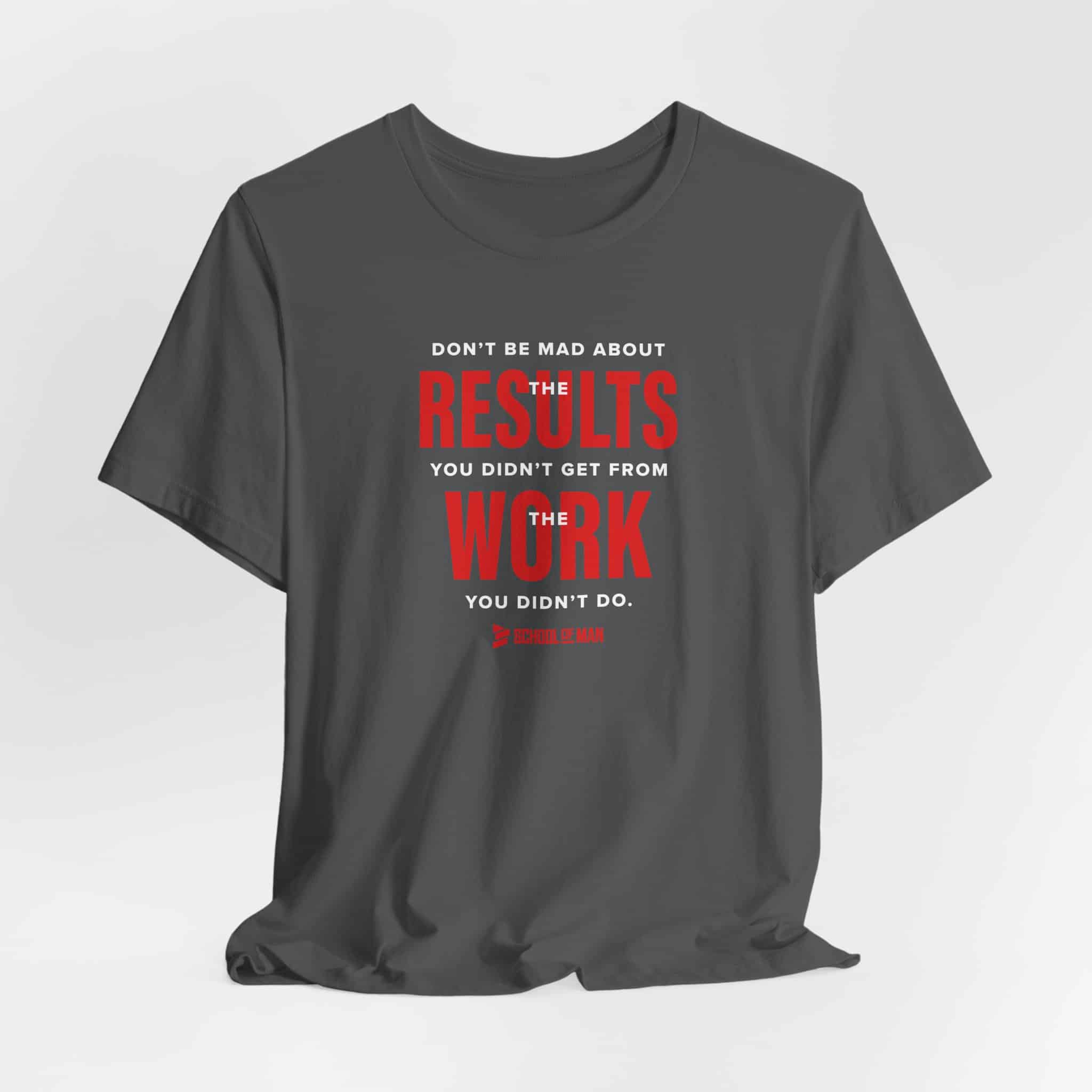 Results Work T-Shirt | Motivational Text Tee | School of Man Logo - Image 48