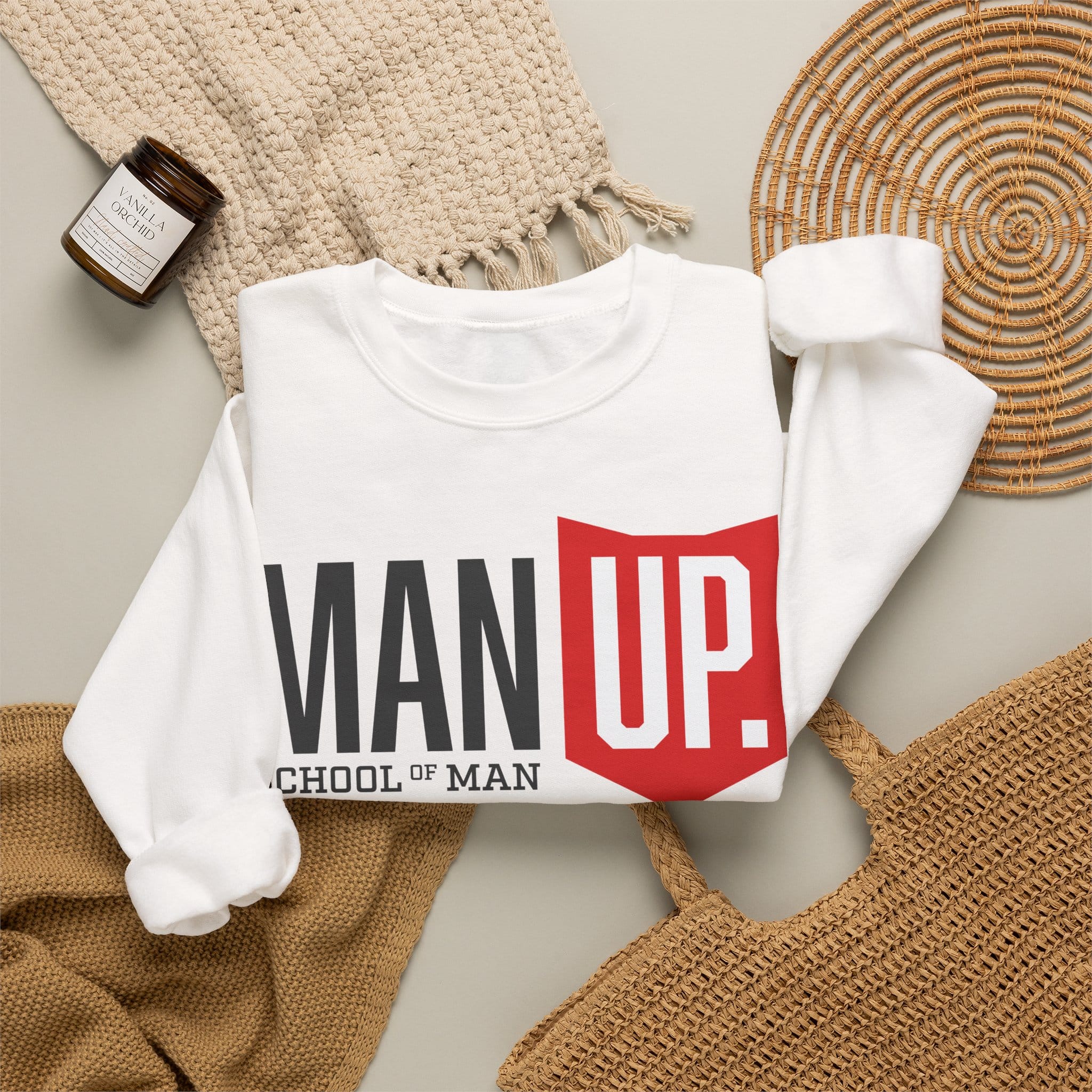 Man Up Crewneck Sweatshirt – 'Man Up' Motivational Graphic Crew - Image 4