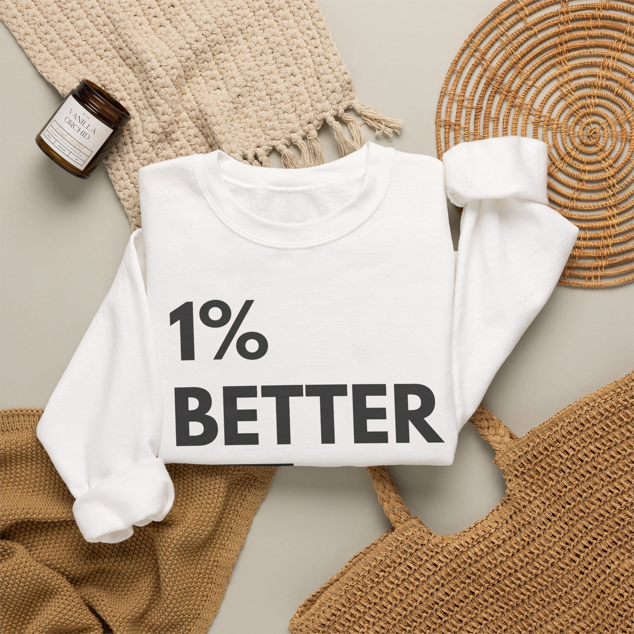 1% Better Crewneck Sweatshirt – Motivational Fitness Pullover - Image 4