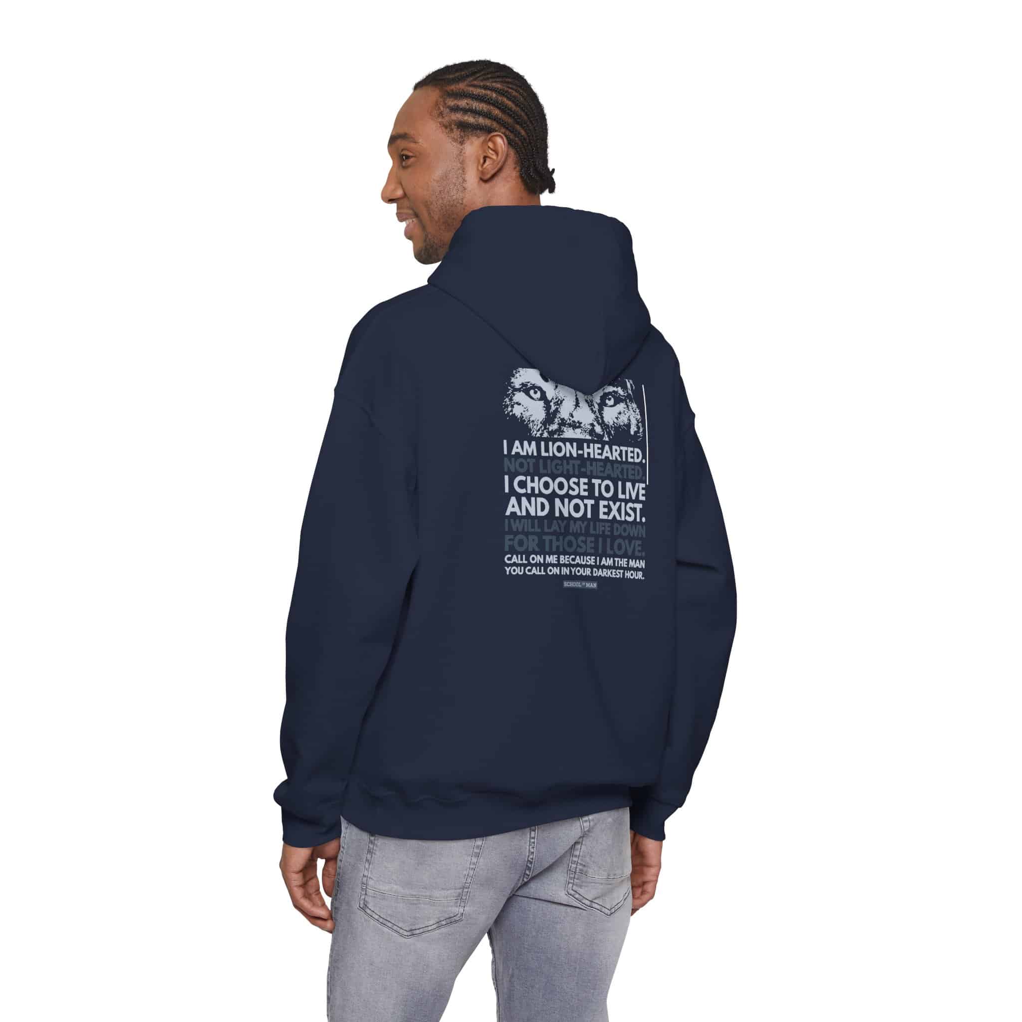 Hoodie - 'I Am Lion-Hearted' Inspirational Back Print Pullover - Image 13