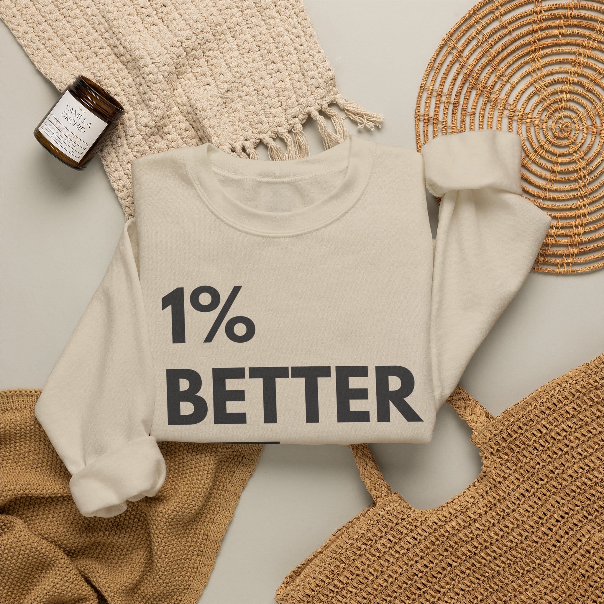 1% Better Crewneck Sweatshirt – Motivational Fitness Pullover - Image 16